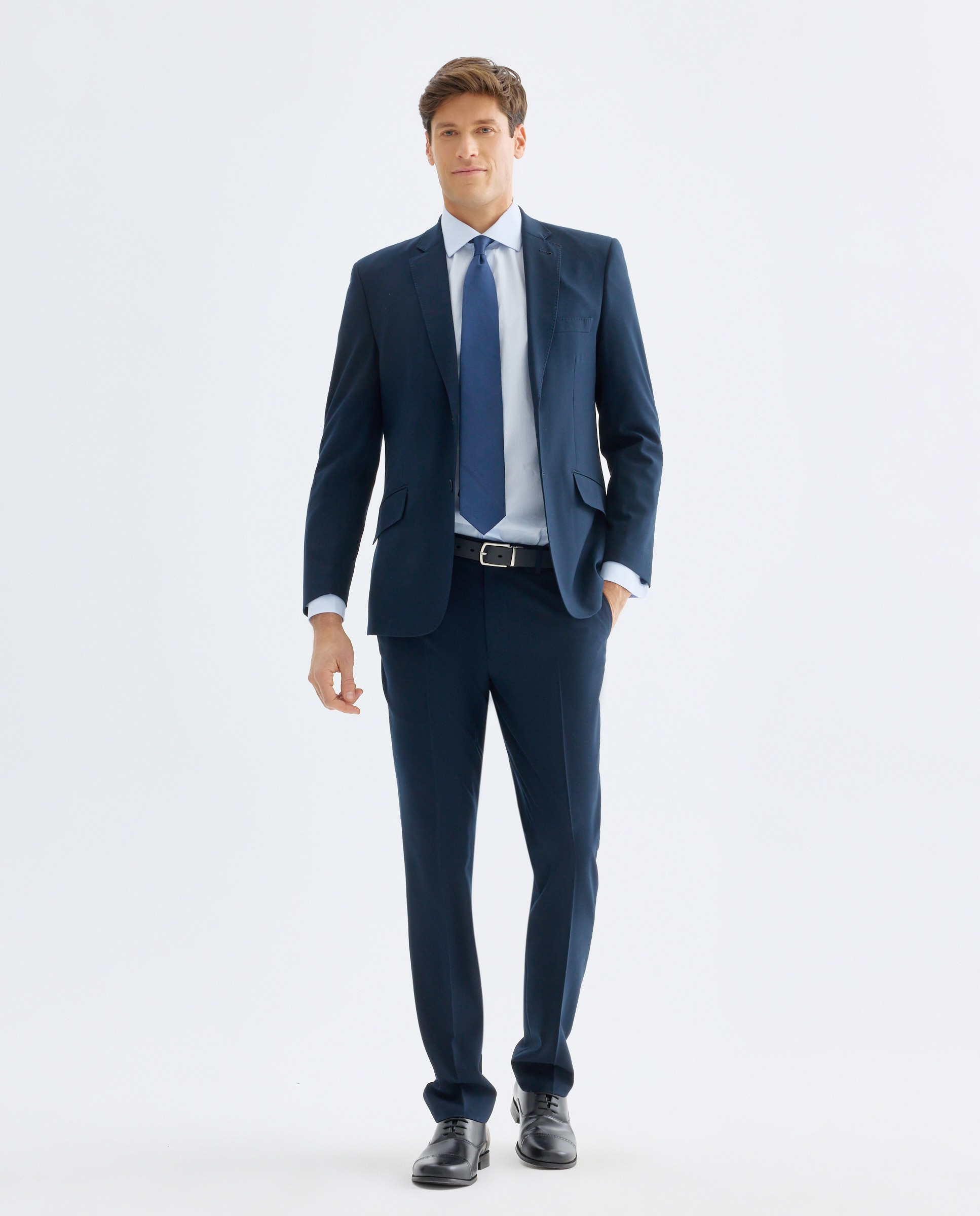 Camisa vestir hombre rayas con gemelos regular fit 410 Azul claro-2