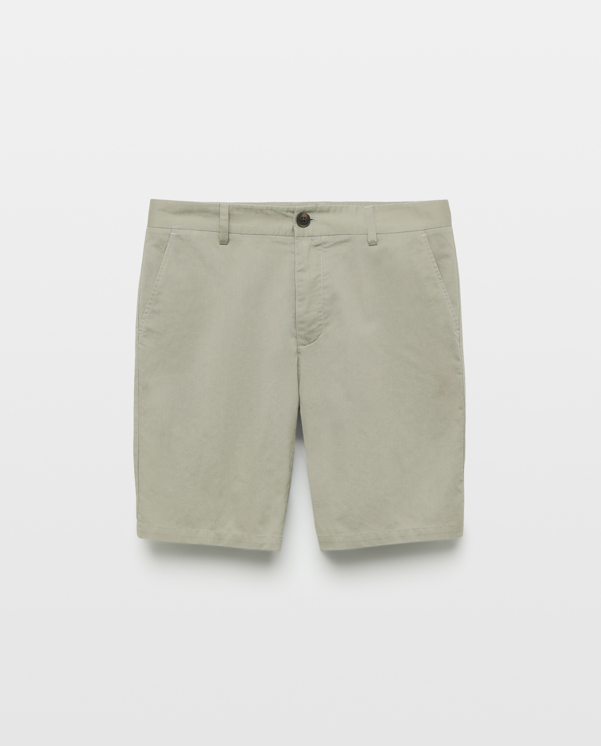 Bermuda hombre chino con lino Visón oscuro-4