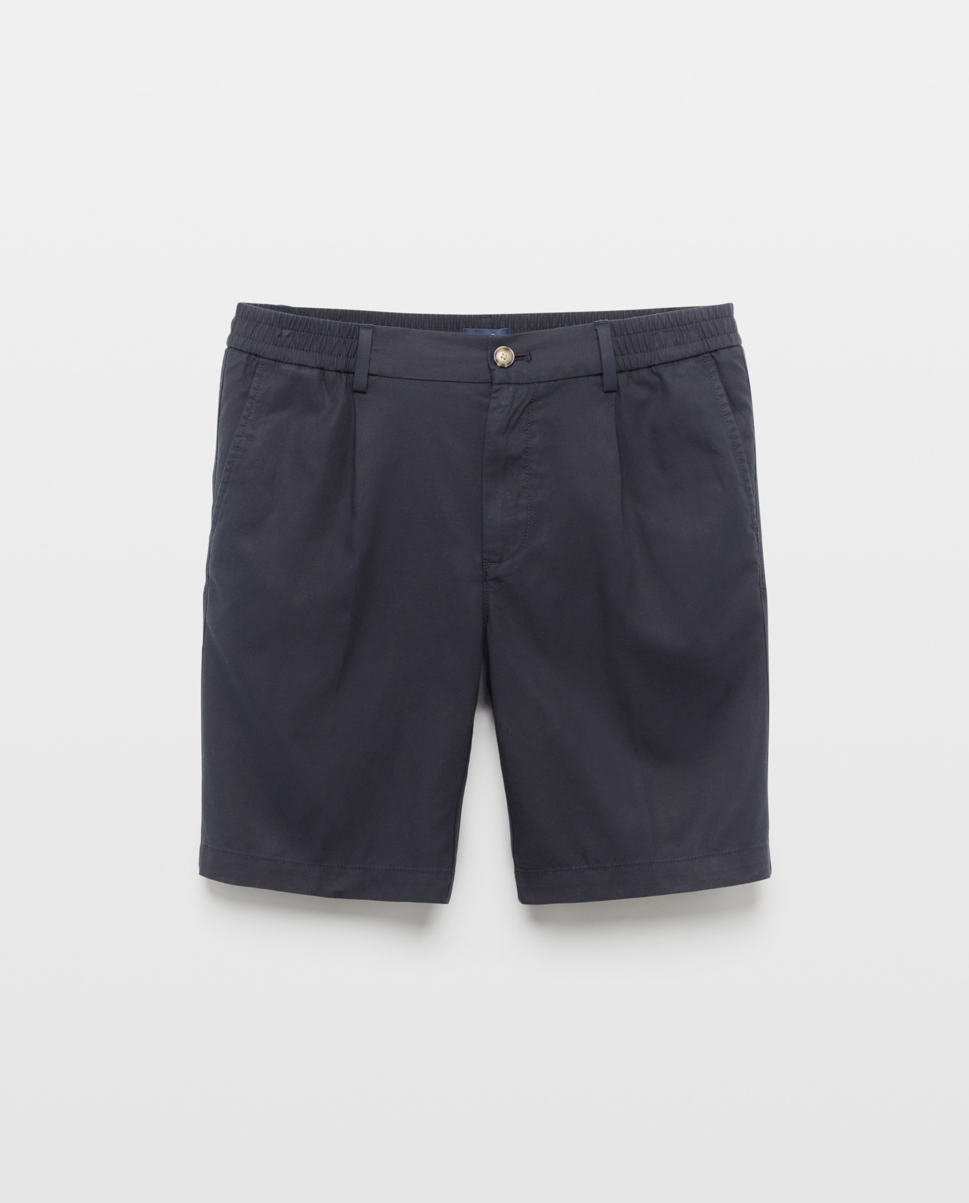 Bermuda hombre chino gomas con lino 471 Índigo-4