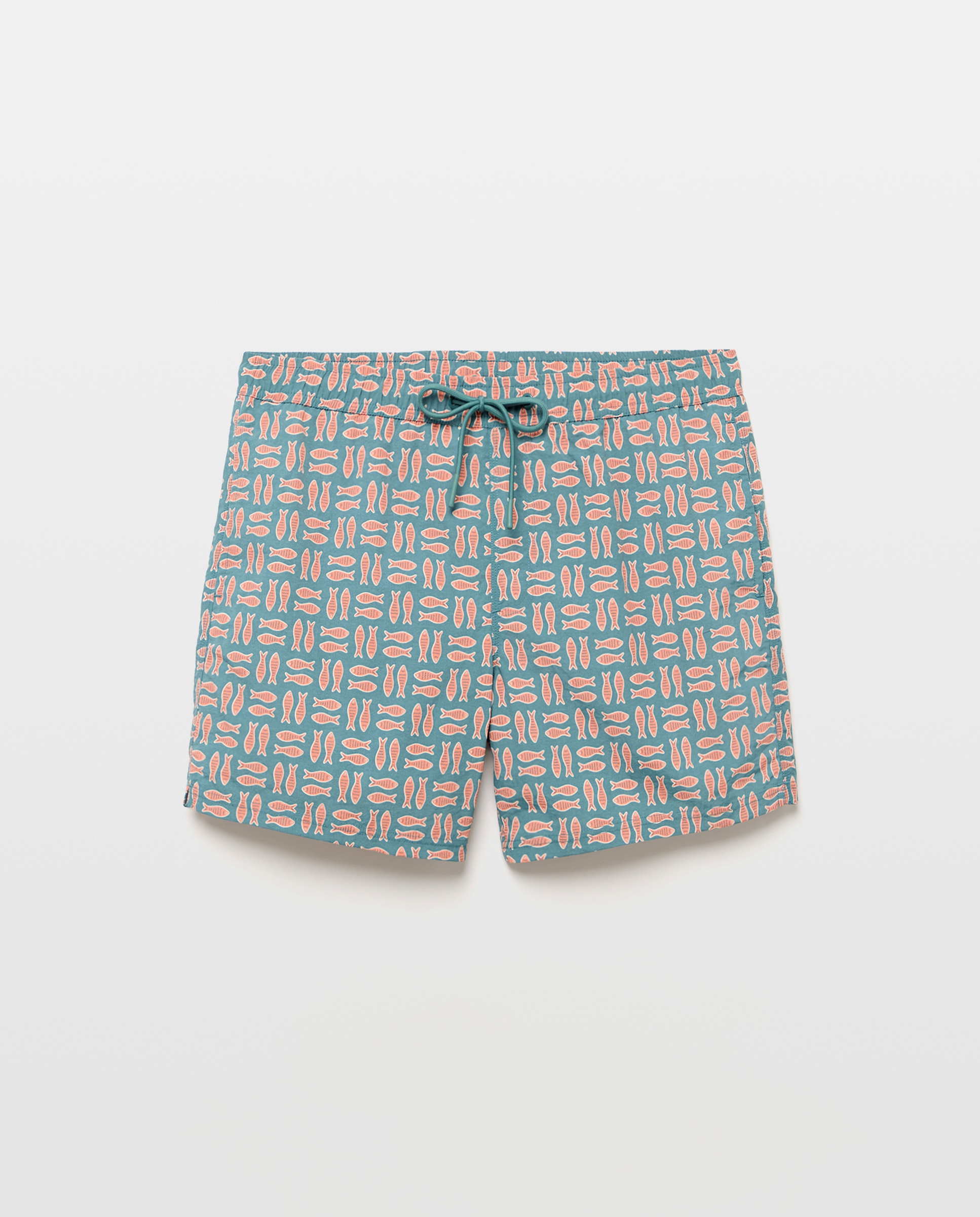 Bañador estampado sardinas hombre 530 Verde oscuro-3