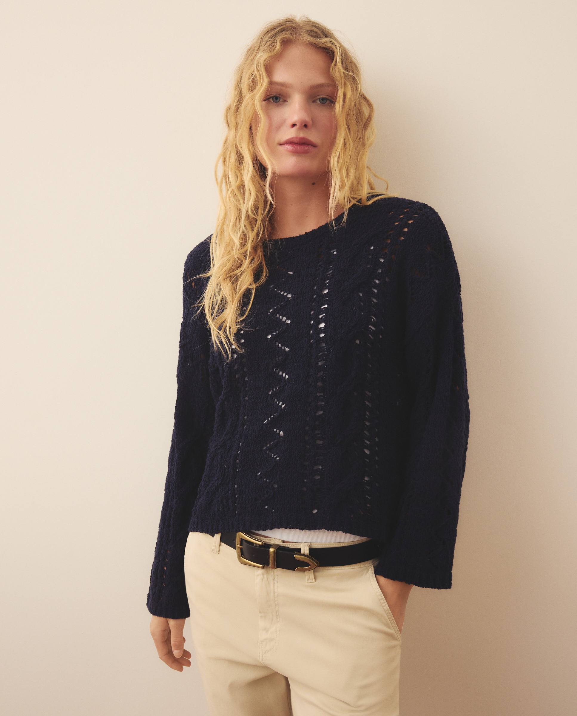 Imagem 0 de Camisola de Malha com Fitas Rendilhadas