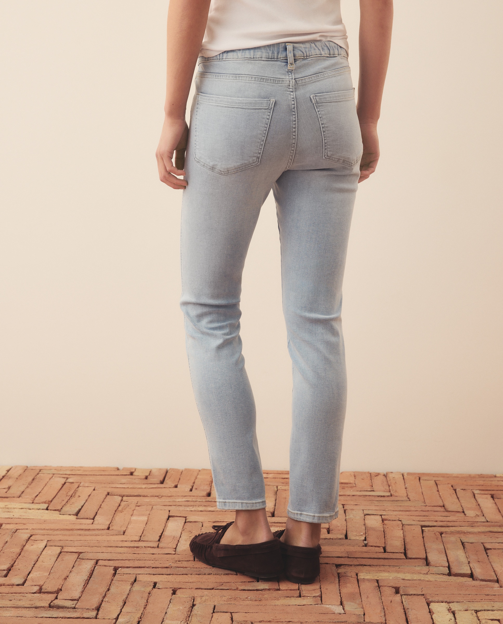 Jeans de Algodão Lisas 490 Petróleo-3