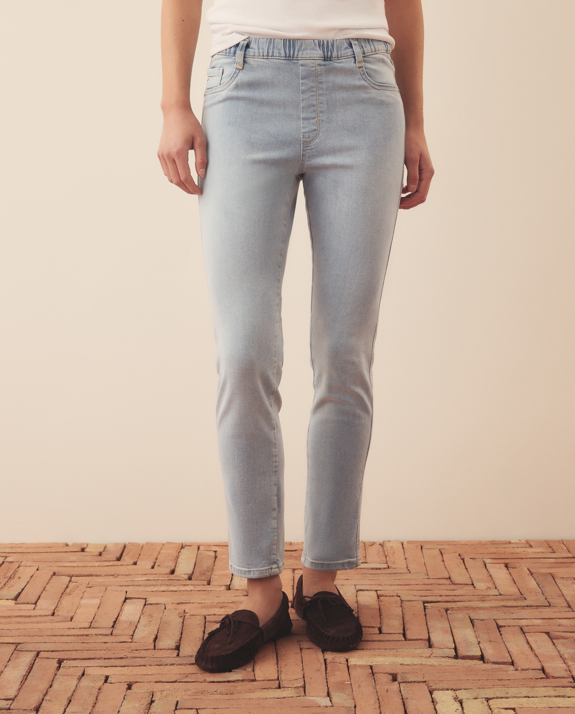 Jeans de Algodão Lisas 490 Petróleo-2