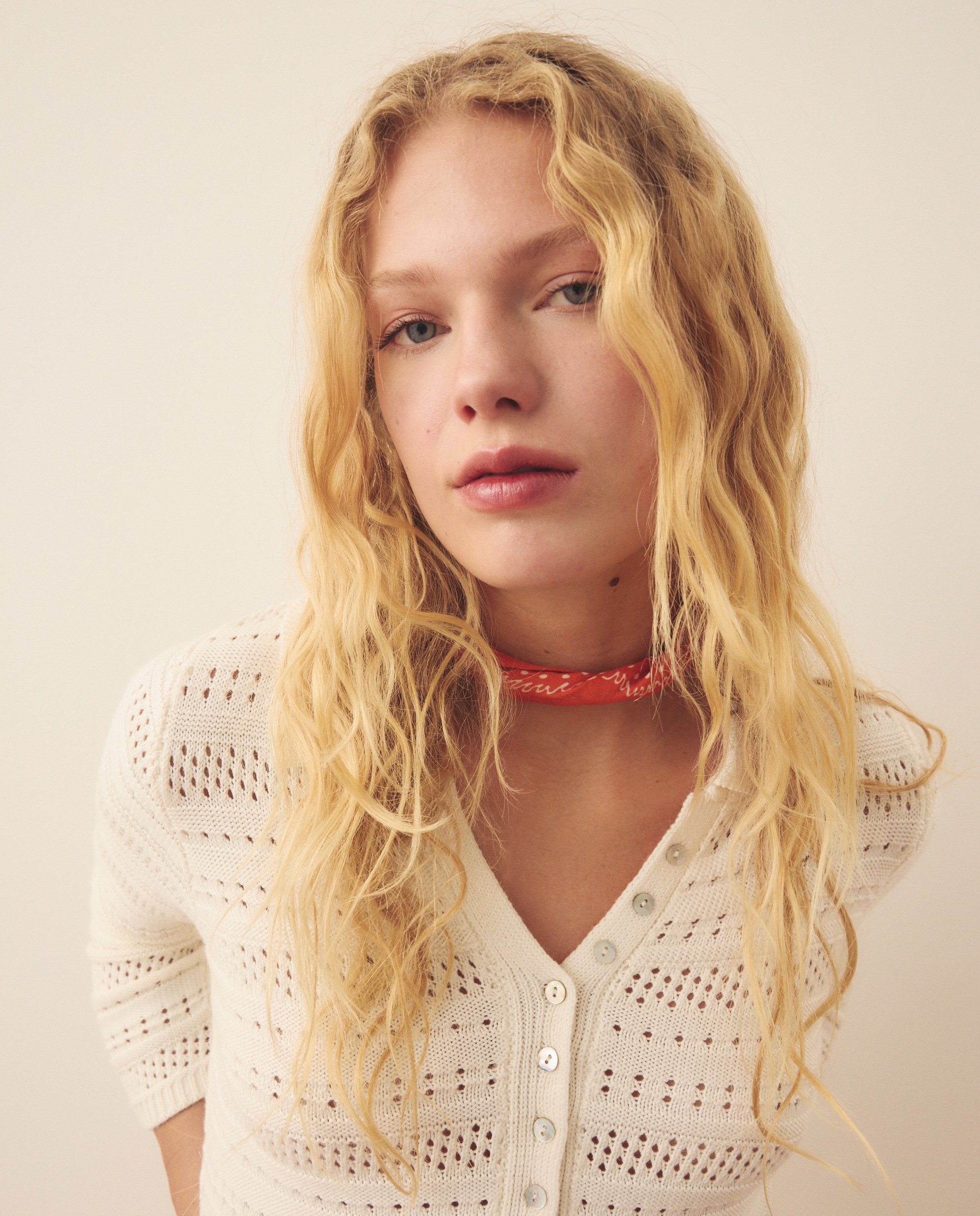 Vestido de Tricot com Colarinho de Polo 120 Cru-2