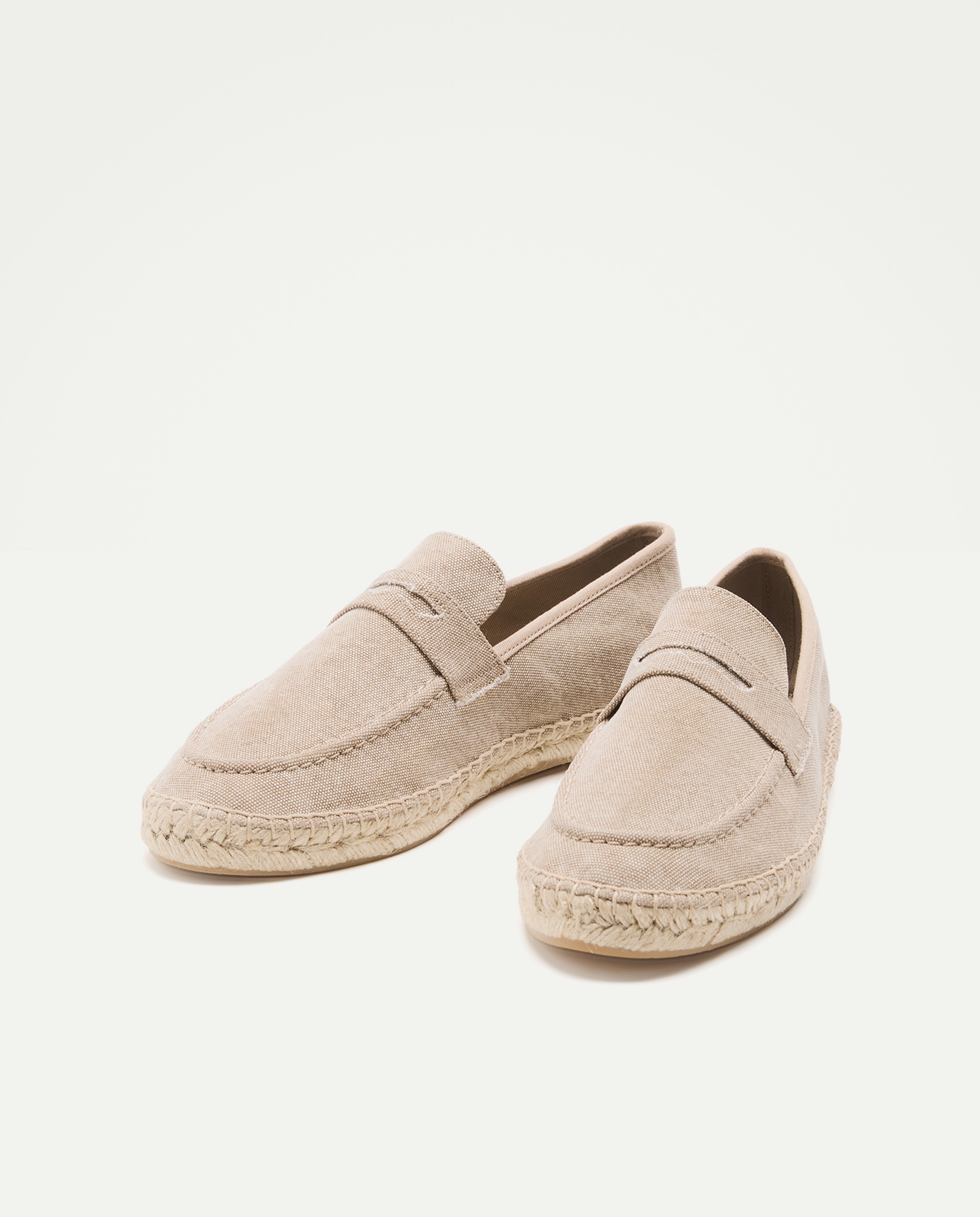 Mocasin antifaz lona lavada de hombre con piso de yute Tostado-2