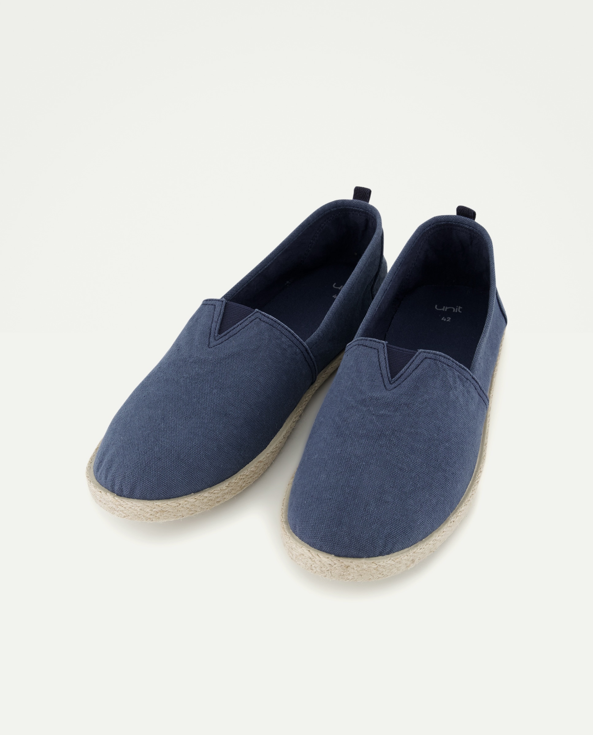 Lona lavada elastico de hombre con piso de goma y yute Azul marino-2