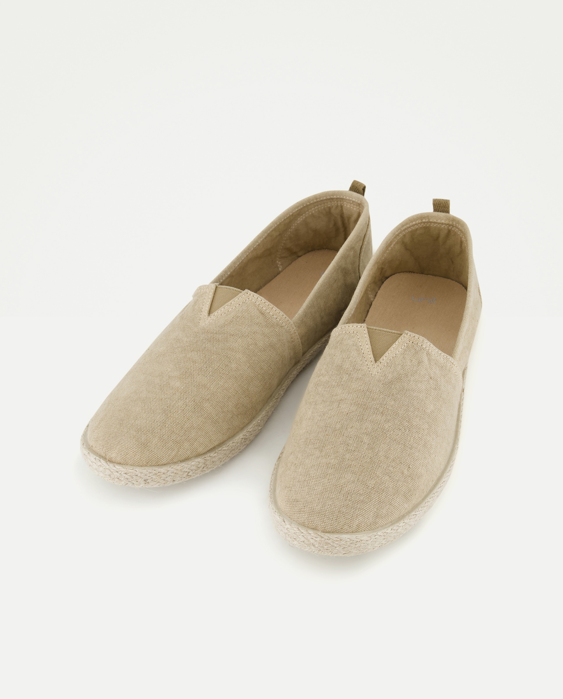 Lona lavada elastico de hombre con piso de goma y yute Beige-2