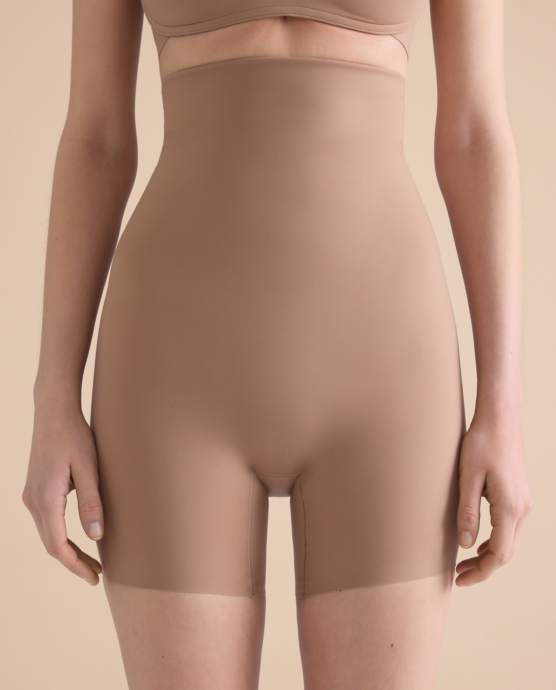 Pantalón de mujer de talle alto moldeador - Énfasis - Tostado Tostado-2