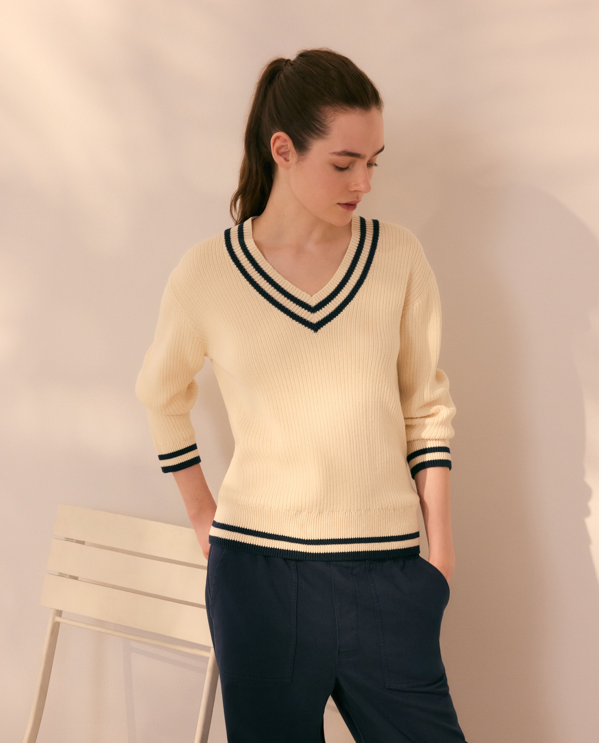 Camisola de Malha de Algodão Lisa 120 Cru-1