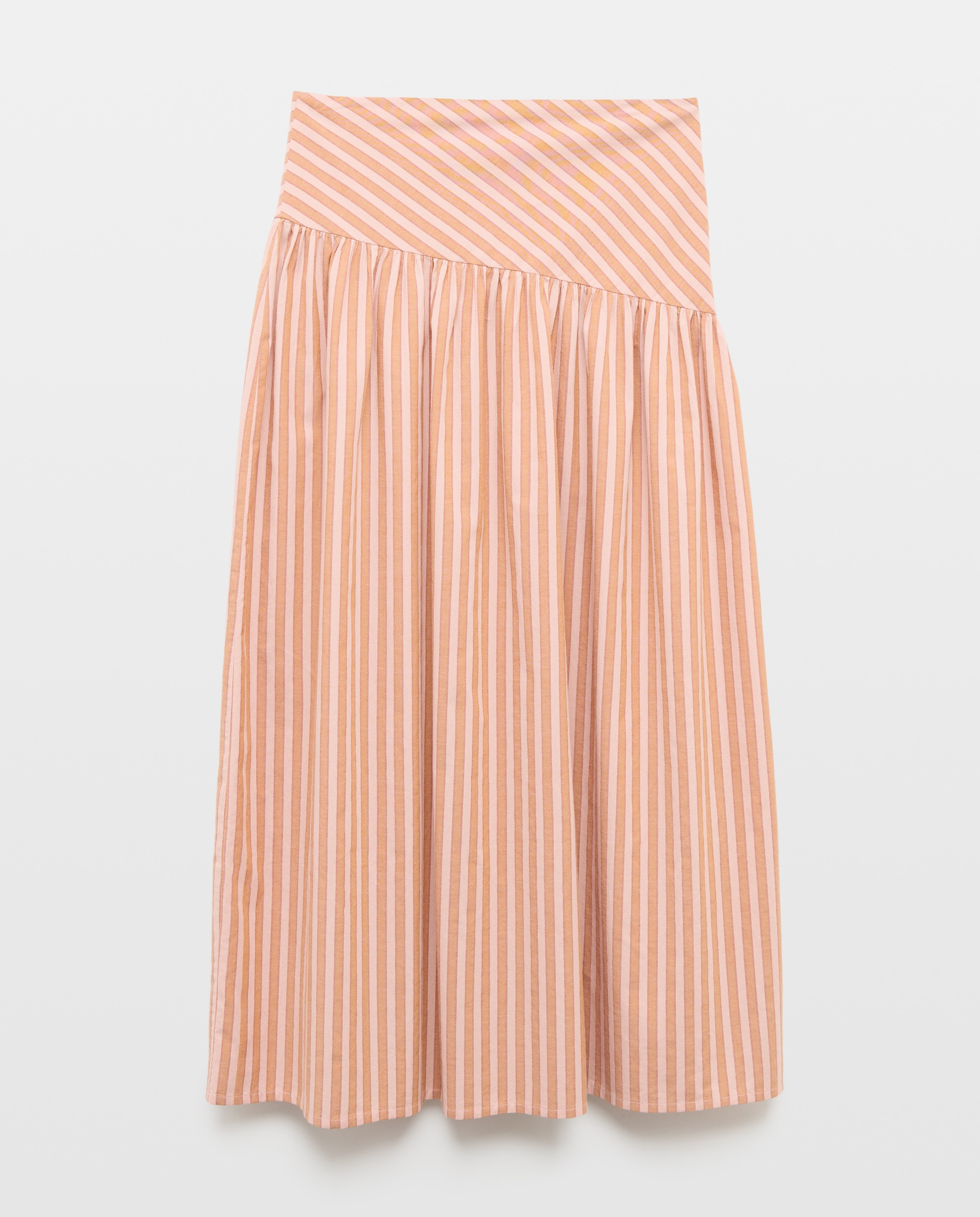 Falda de mujer asimétrica de rayas total look Blanco-4