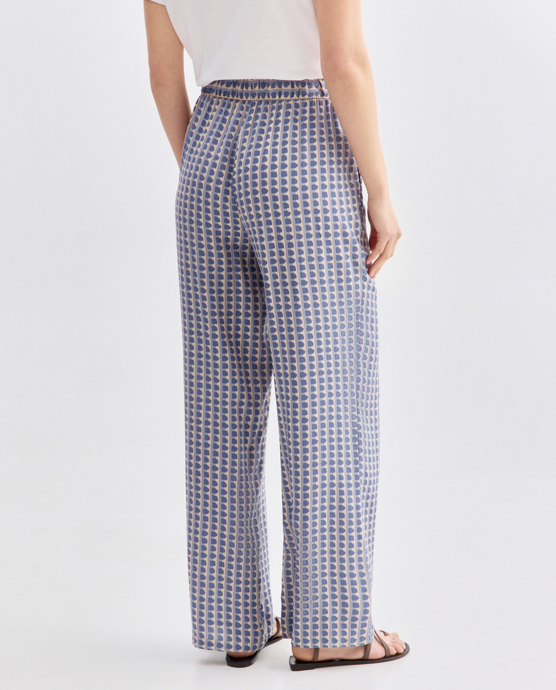 Pantalón de mujer wide-leg estampado Plata-3