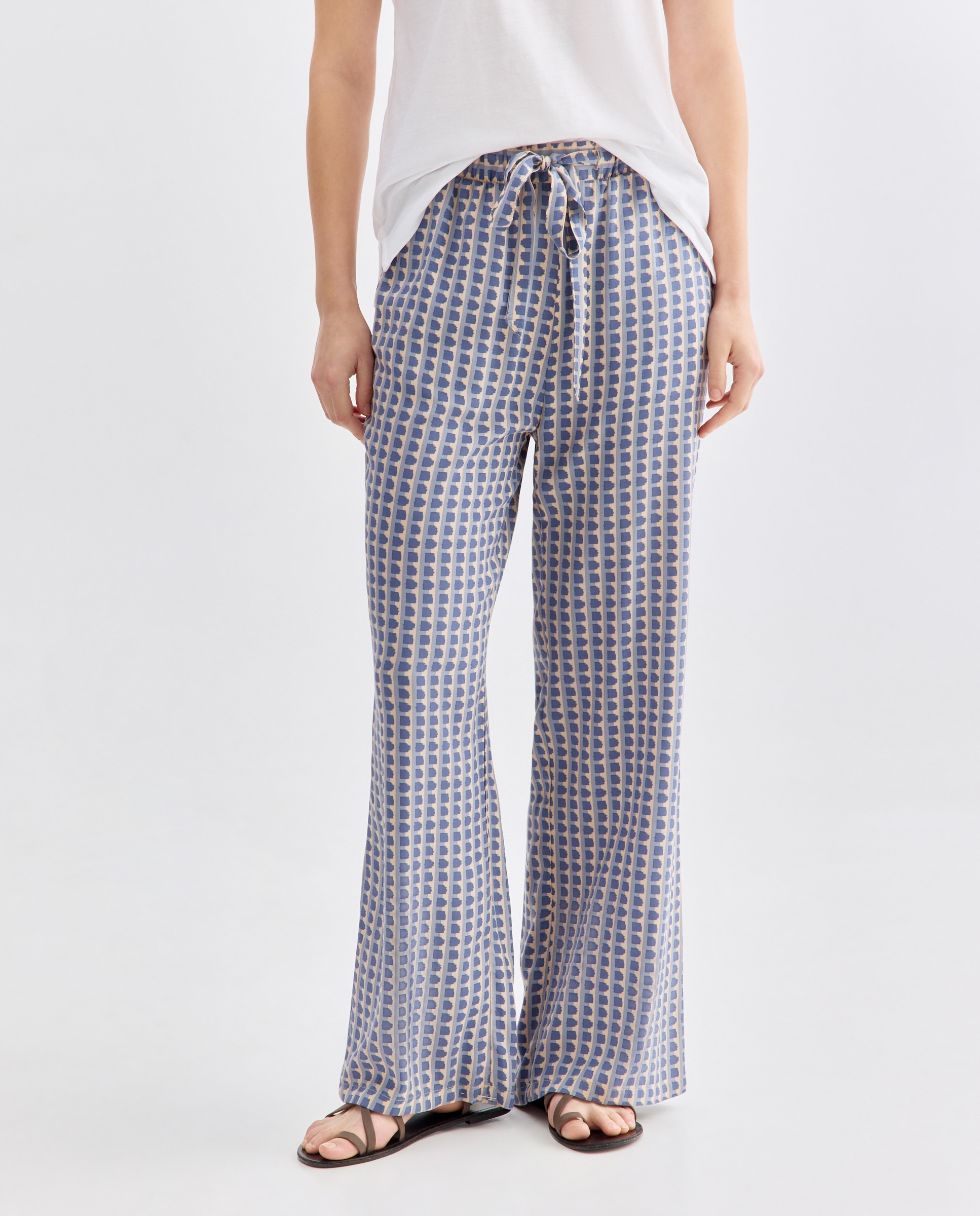 Pantalón de mujer wide-leg estampado Plata-2