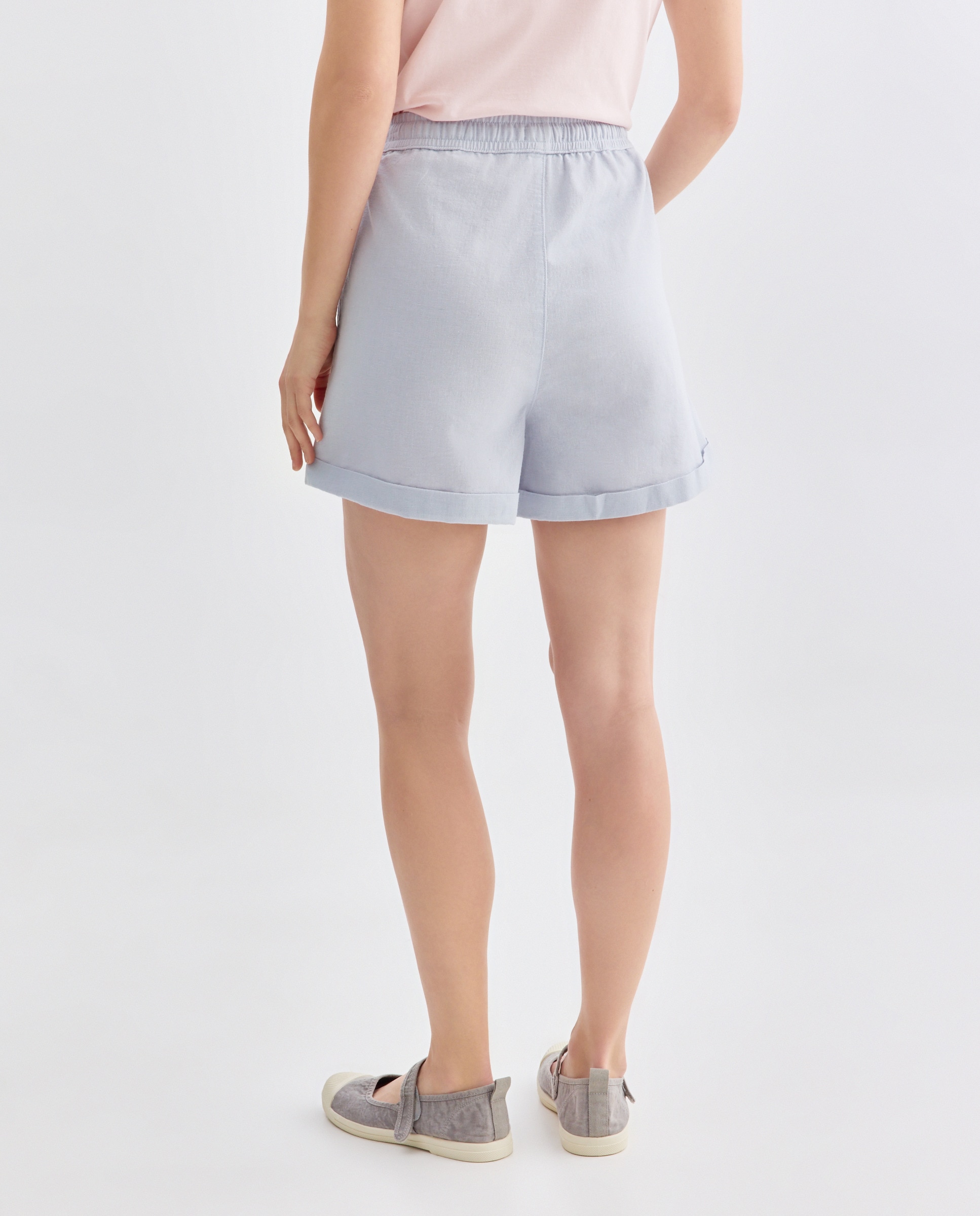 Shorts de mujer con lino 450 Turquesa-3