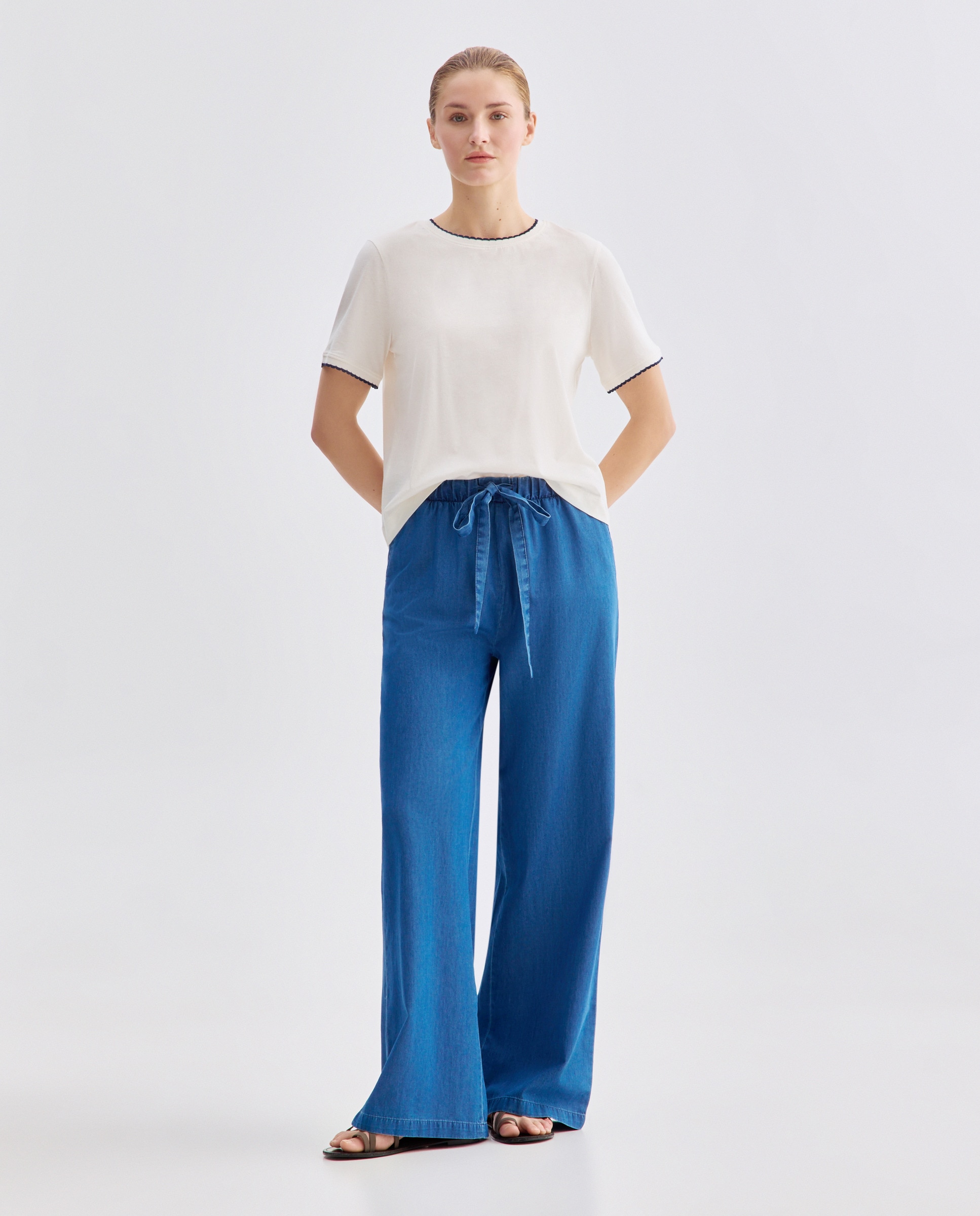 Imagen 0 de Pantalón de mujer light denim wide-leg