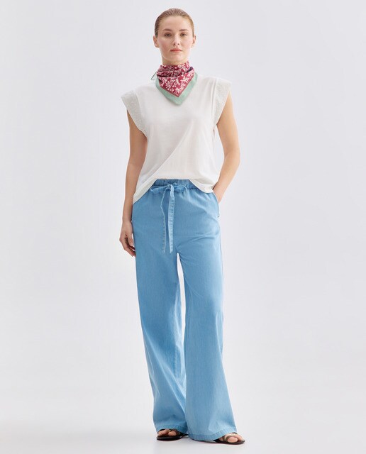 Imagen 0 de Pantalón de mujer light denim wide-leg