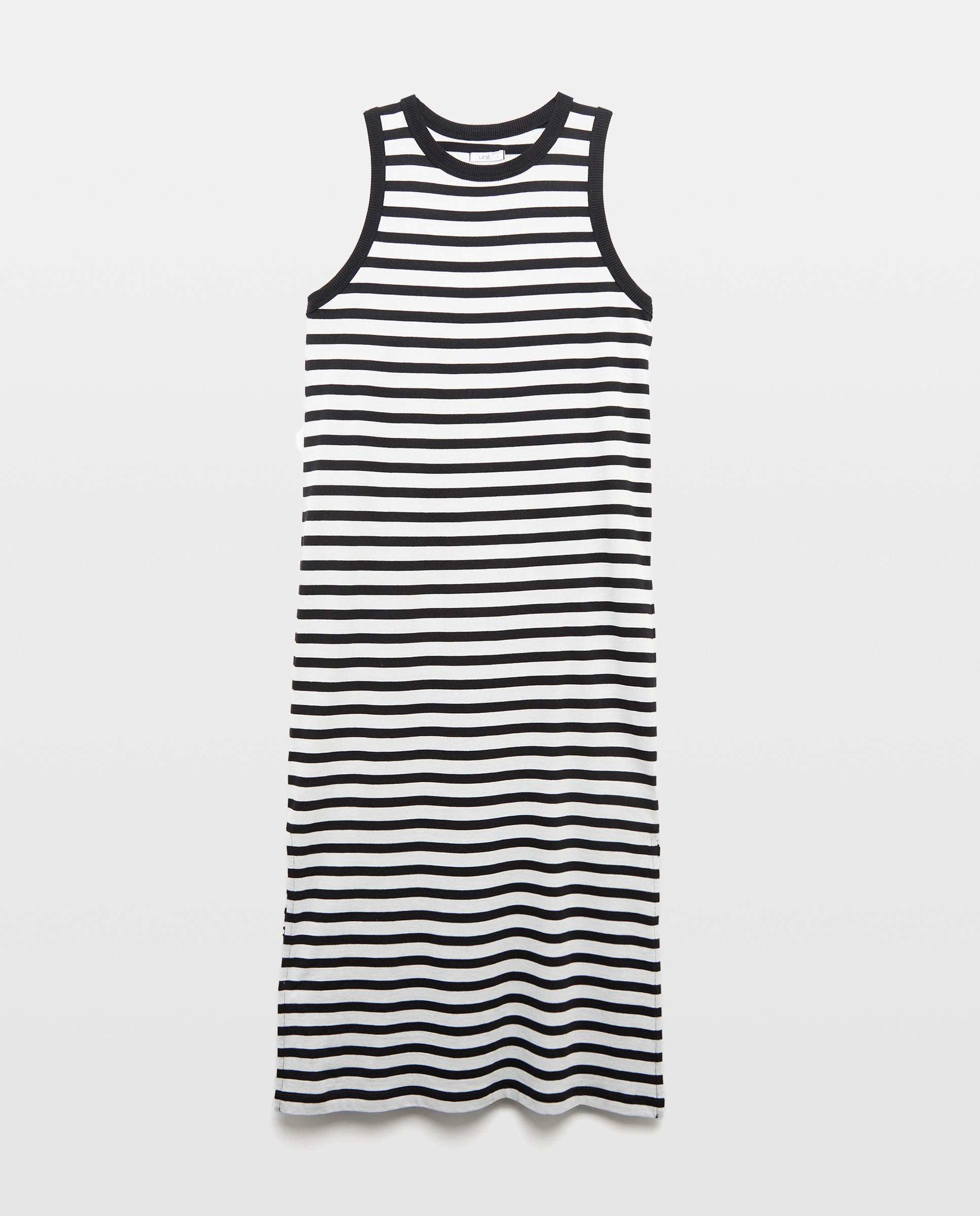 Vestido básico de mujer cuello caja sin mangas Blanco-5
