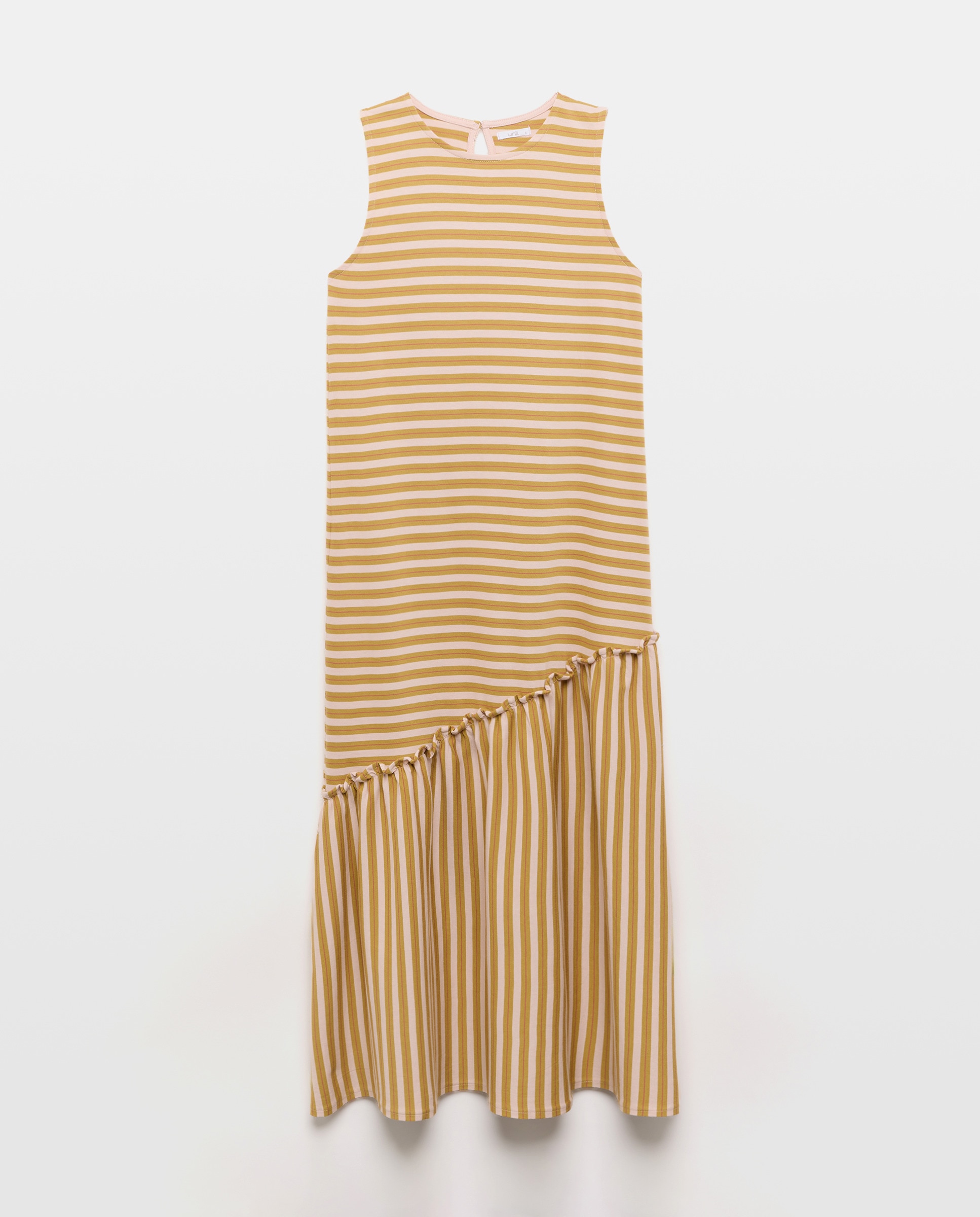 Vestido de mujer cuello caja corte diagonal rayas Multicolor-4
