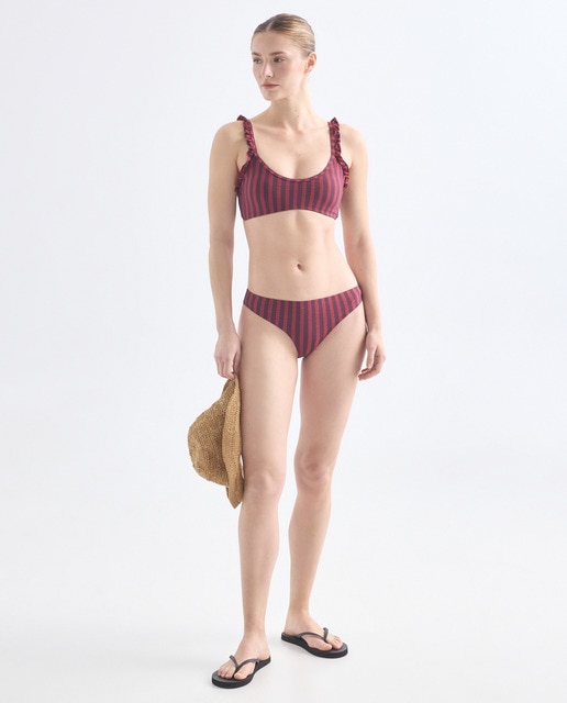 Imagen 0 de Bikini mujer minivolantes rayas seersucker