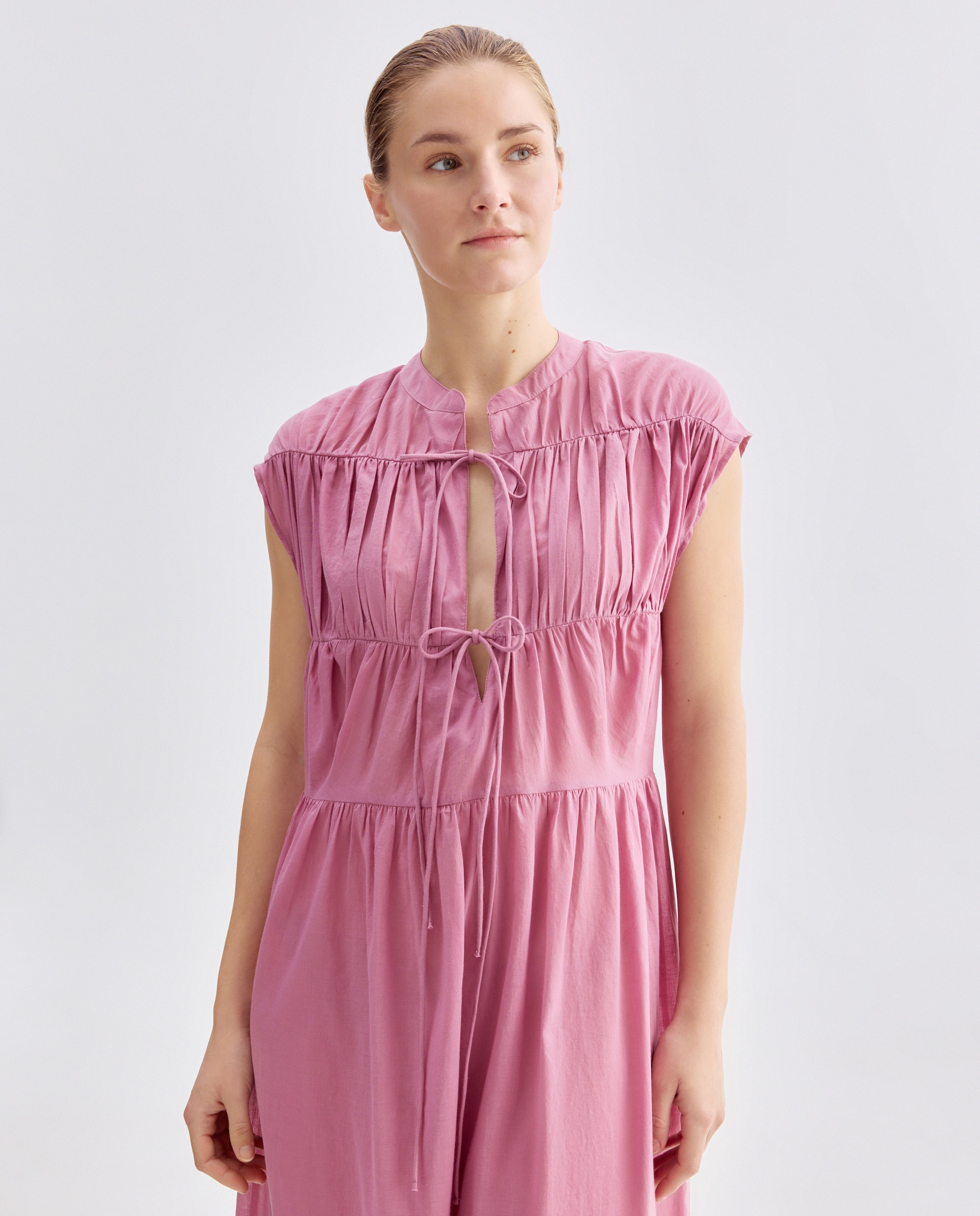 Imagen 0 de Caftán mujer largo algodón lazos