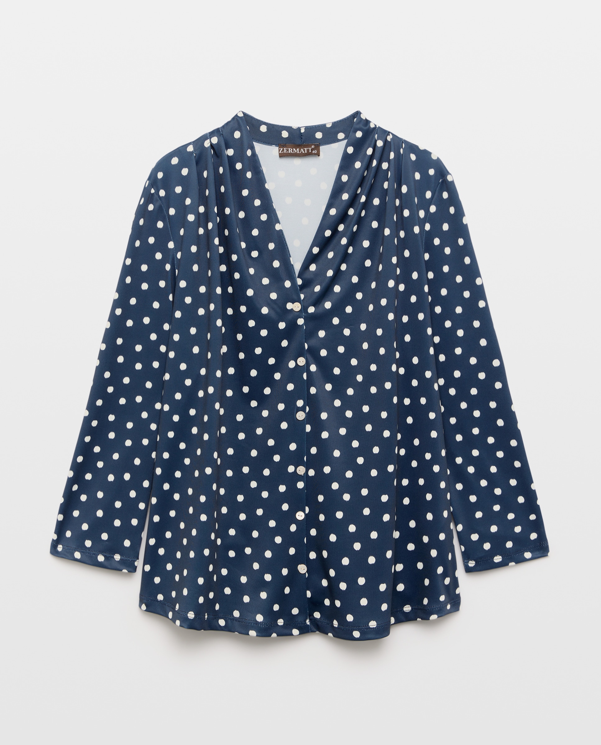 Blusa estampada de mulher com manga 3/4 Azul-marinho-4