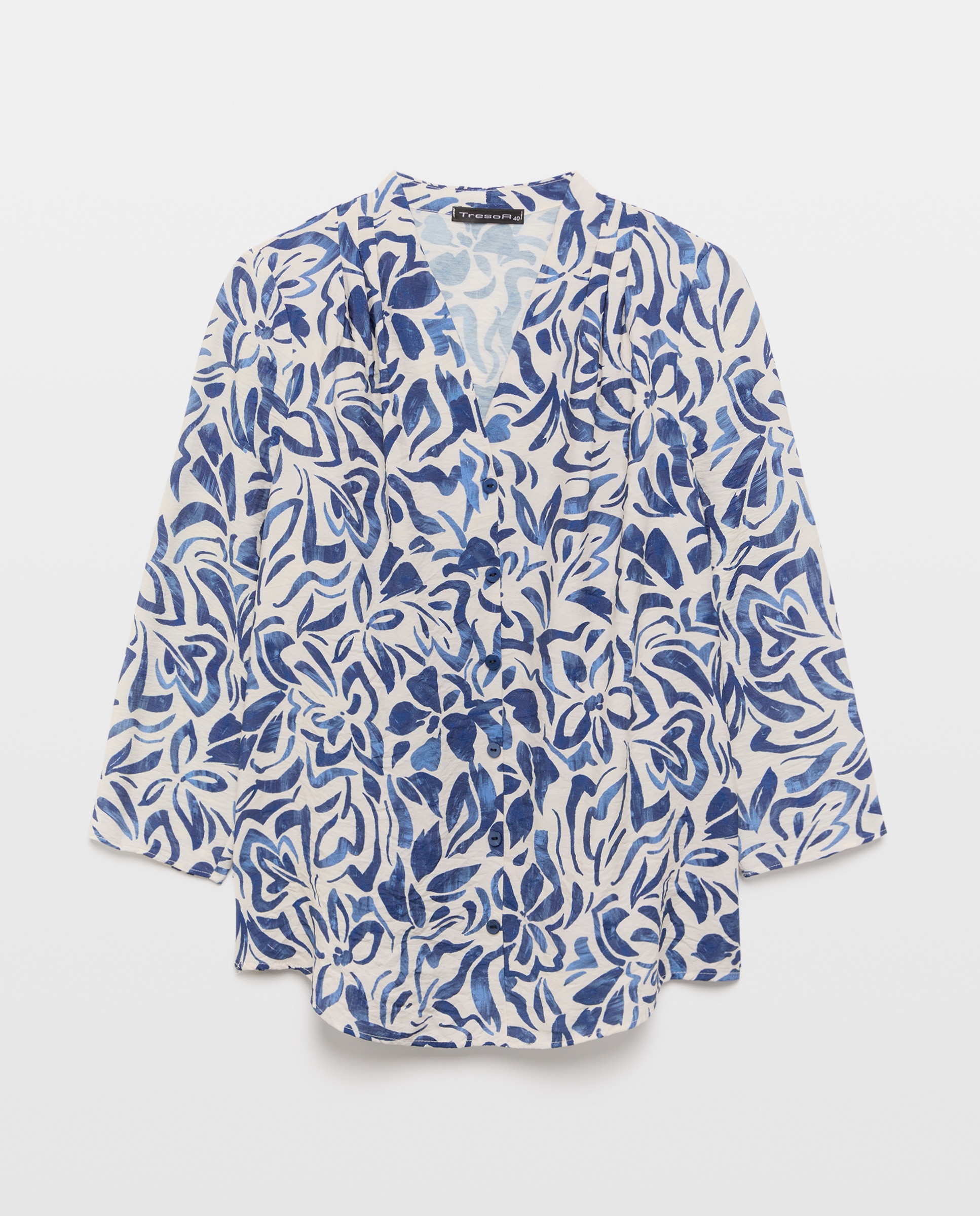 Camisa estampada com manga comprida Azul-marinho-4
