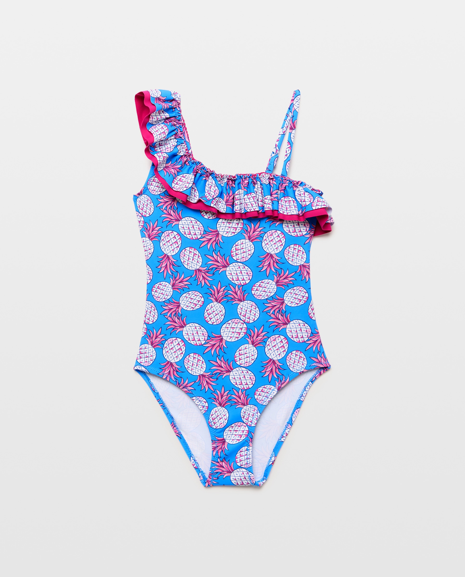 Fato de Banho Assimétrico com Estampado de Ananases Kids El Corte Inglés Azul-4