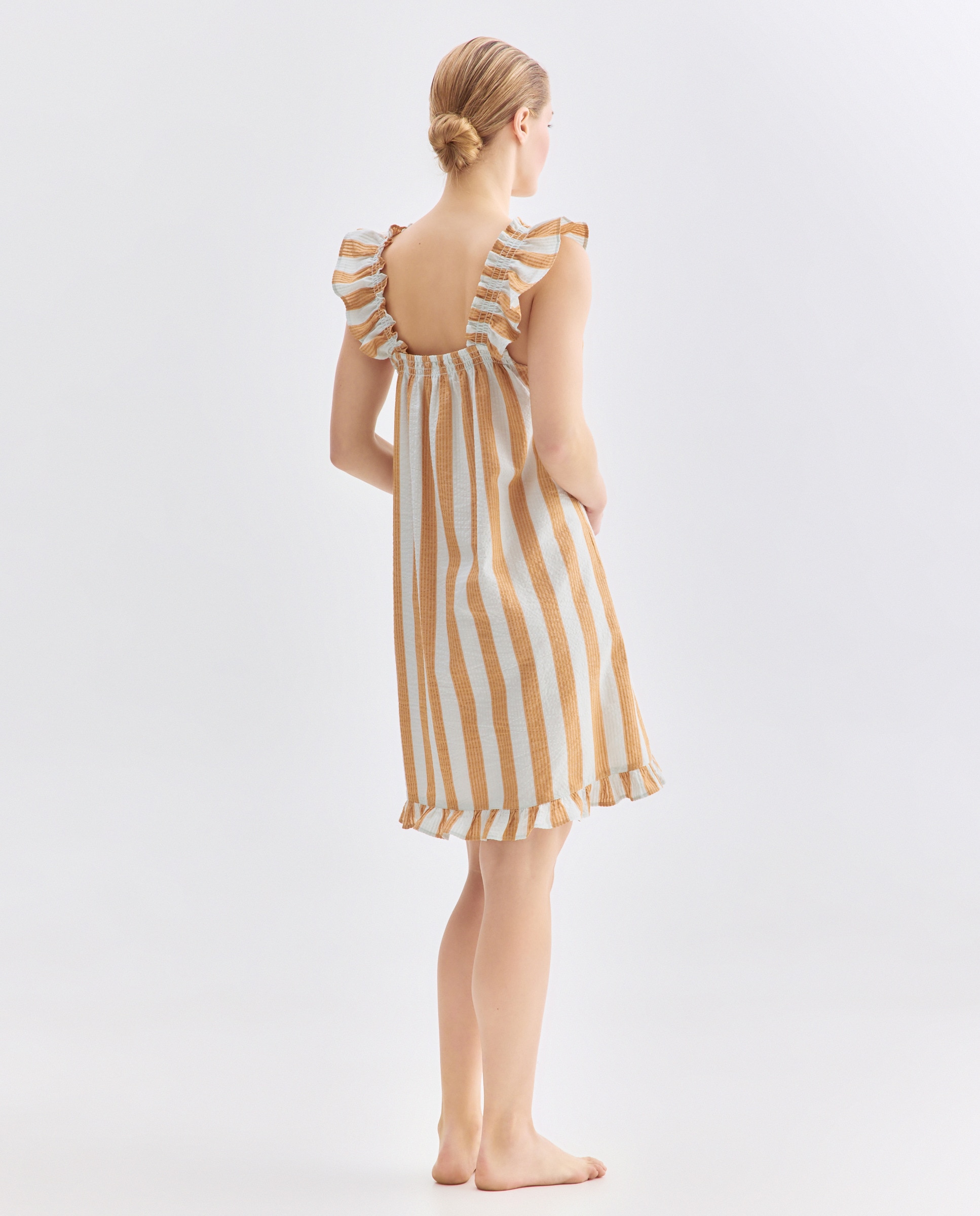 Camisón mujer algodón seersucker tirantes 450 Turquesa-2