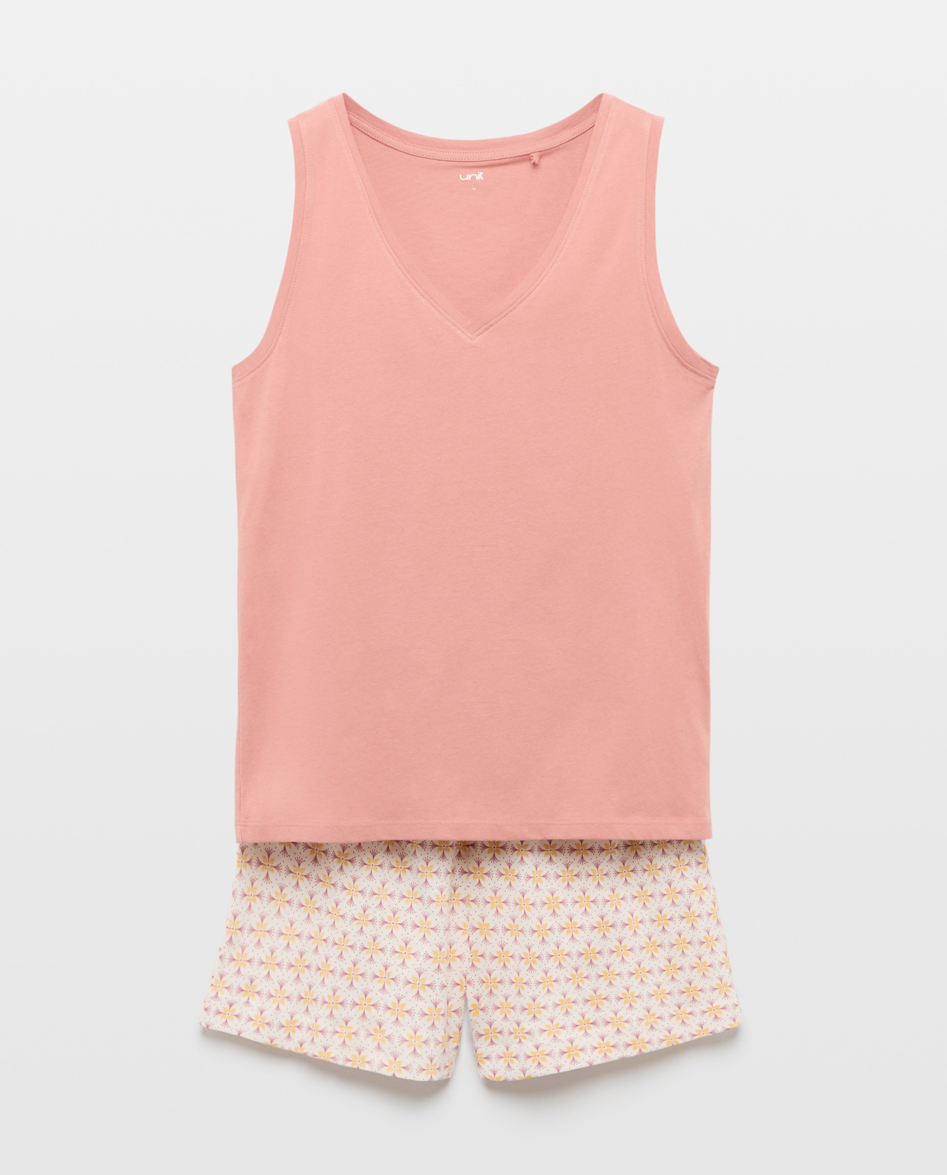 Pijama mujer corto algodón estampado 260 Salmón-3