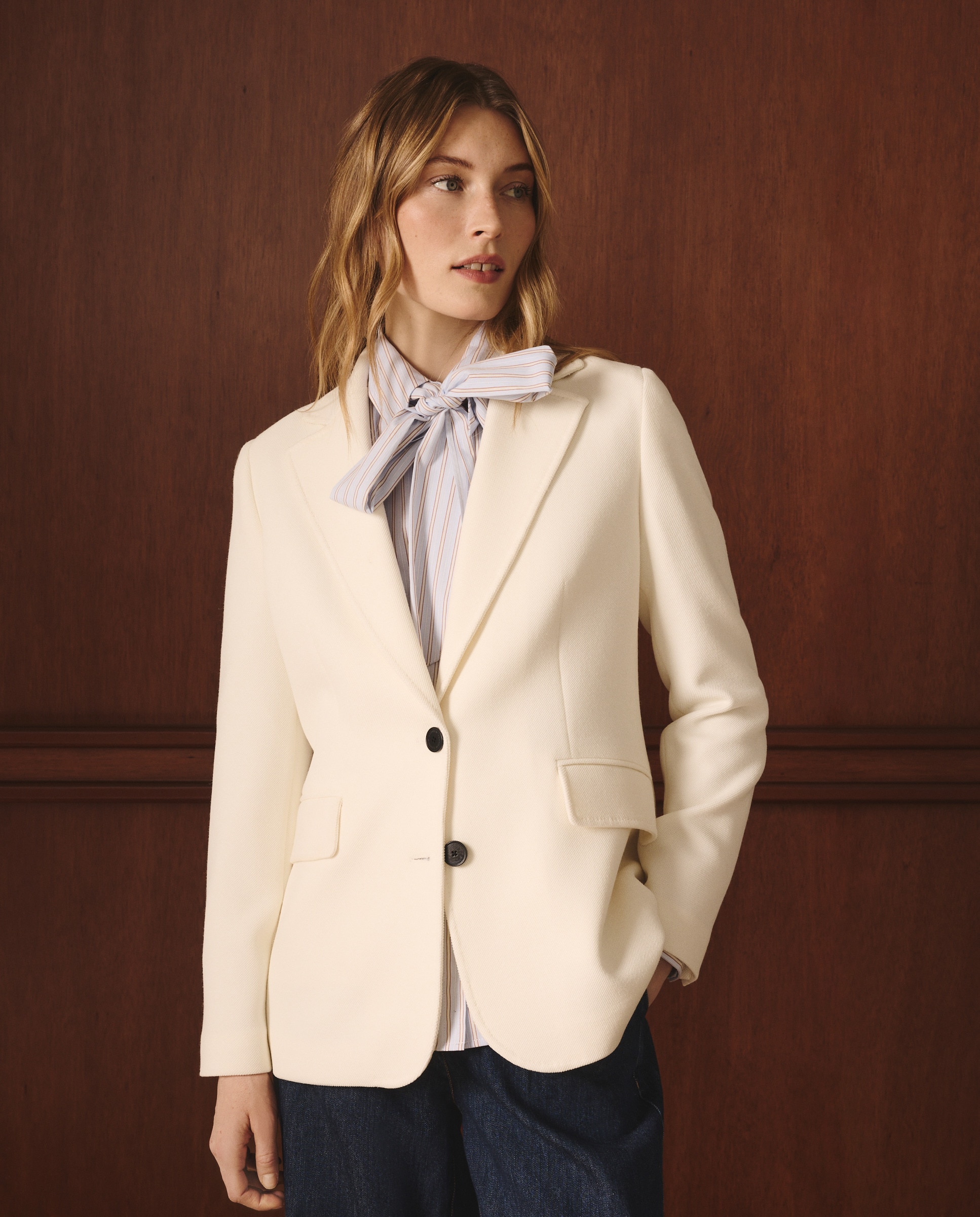 Blazer de Piqué Liso Cru-3