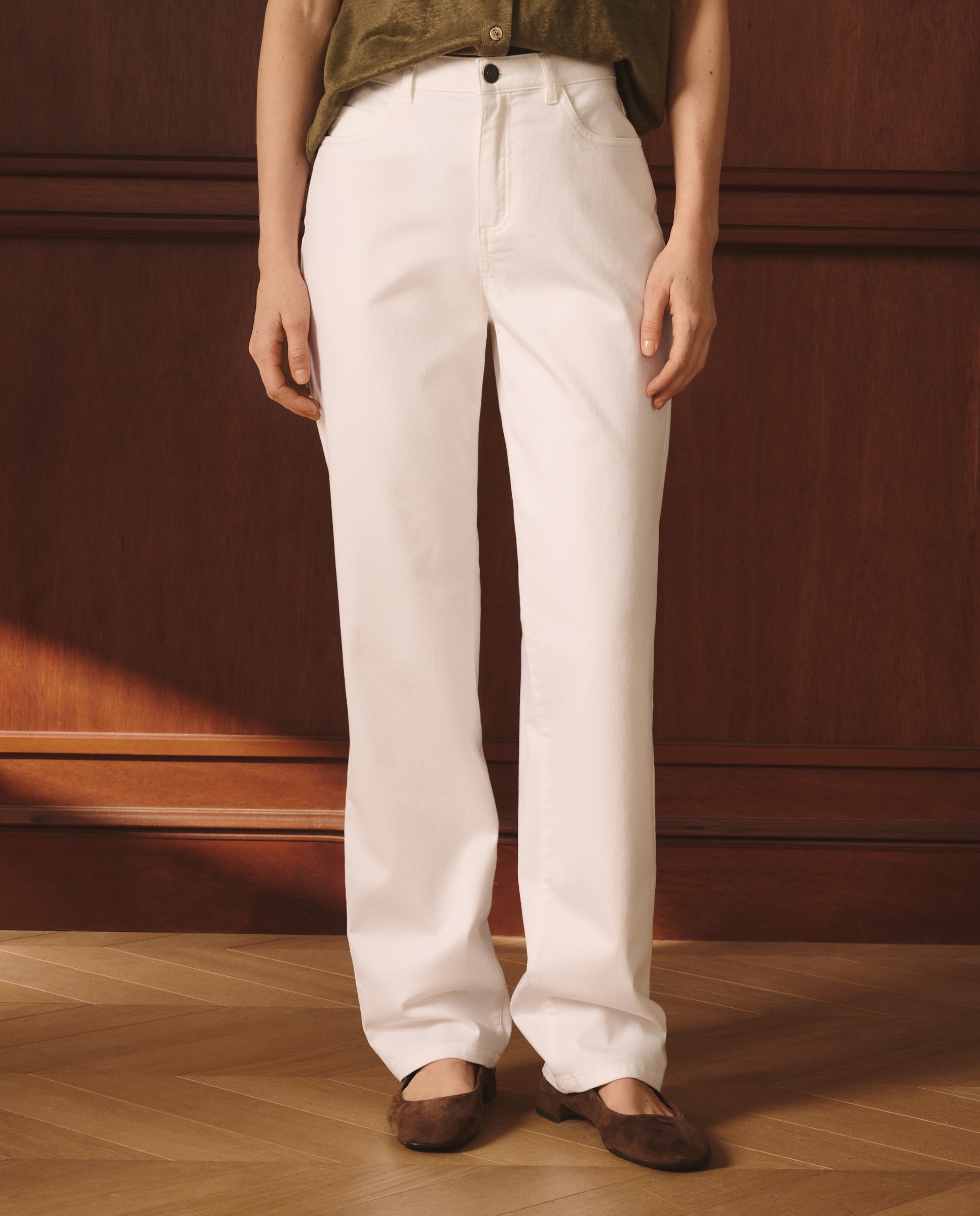 Calças Regular Básicas Branco-2