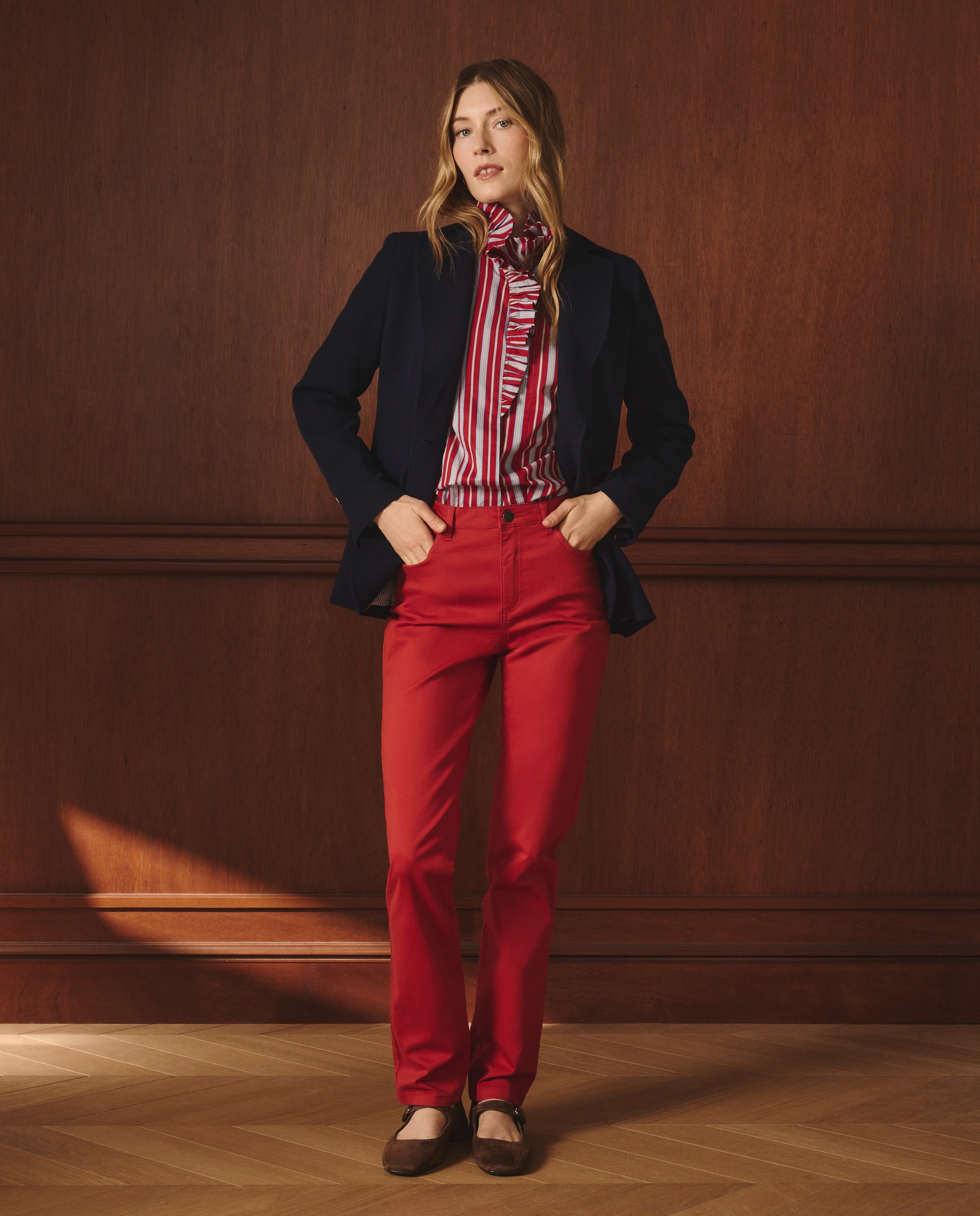 Calças Semi Skinny Básicas 600 Vermelho-1