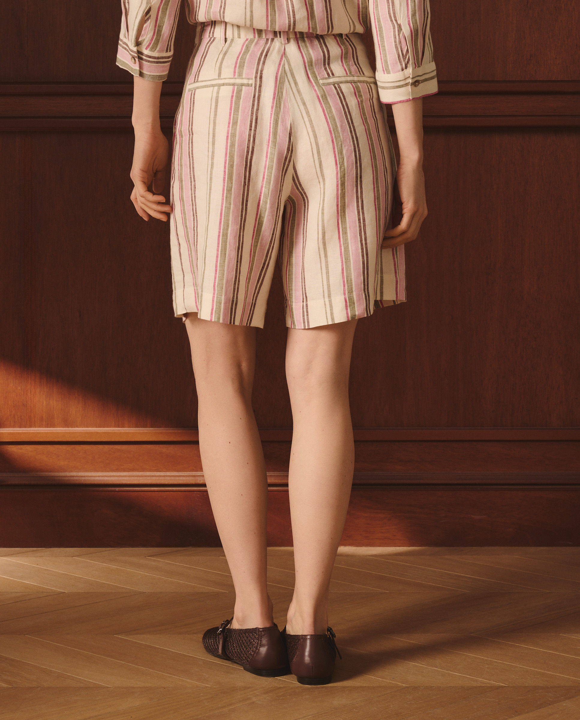 Bermudas de Linho Estampadas Branco-3