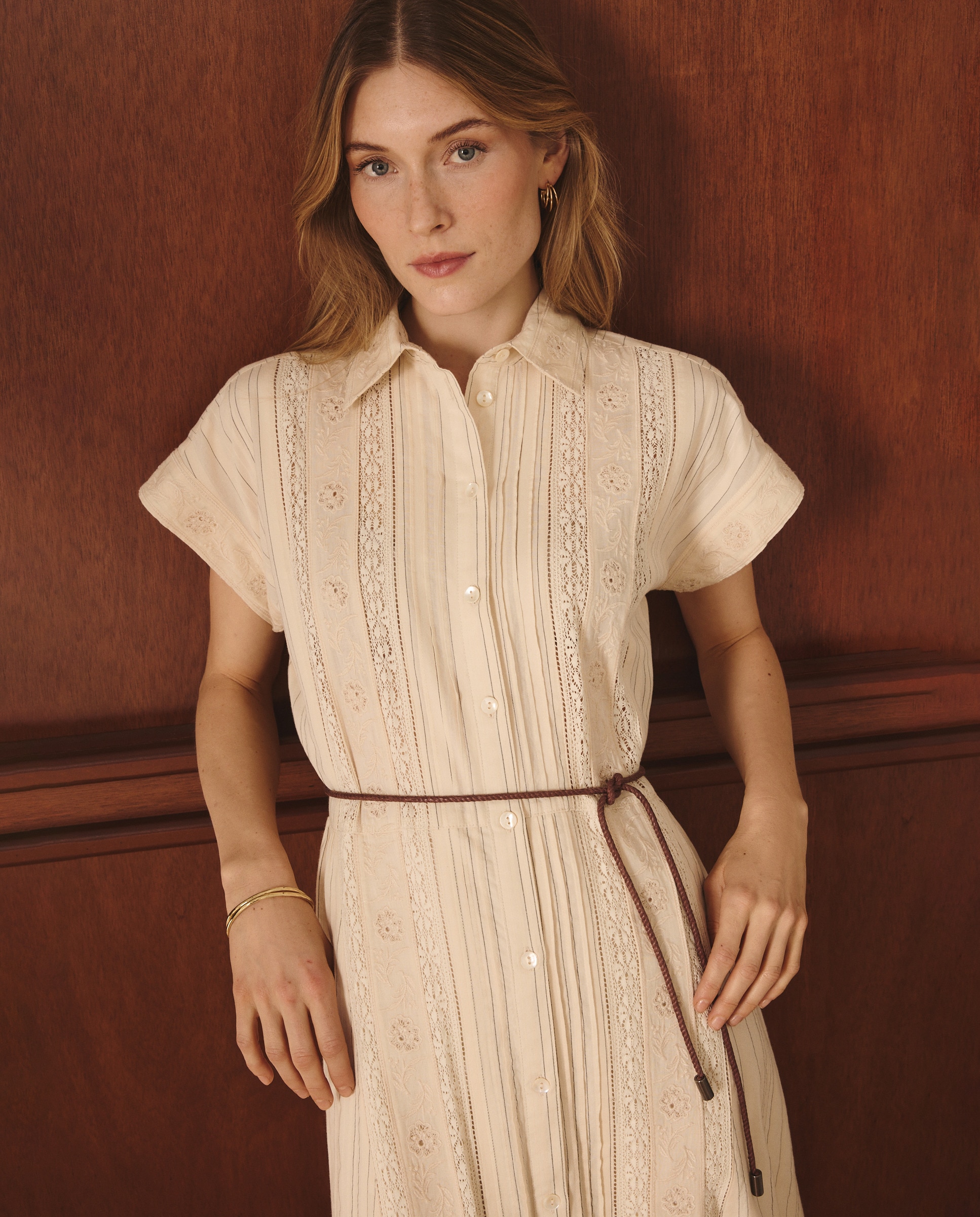 Vestido de Estilo Romântico com Manga Curta Branco-2