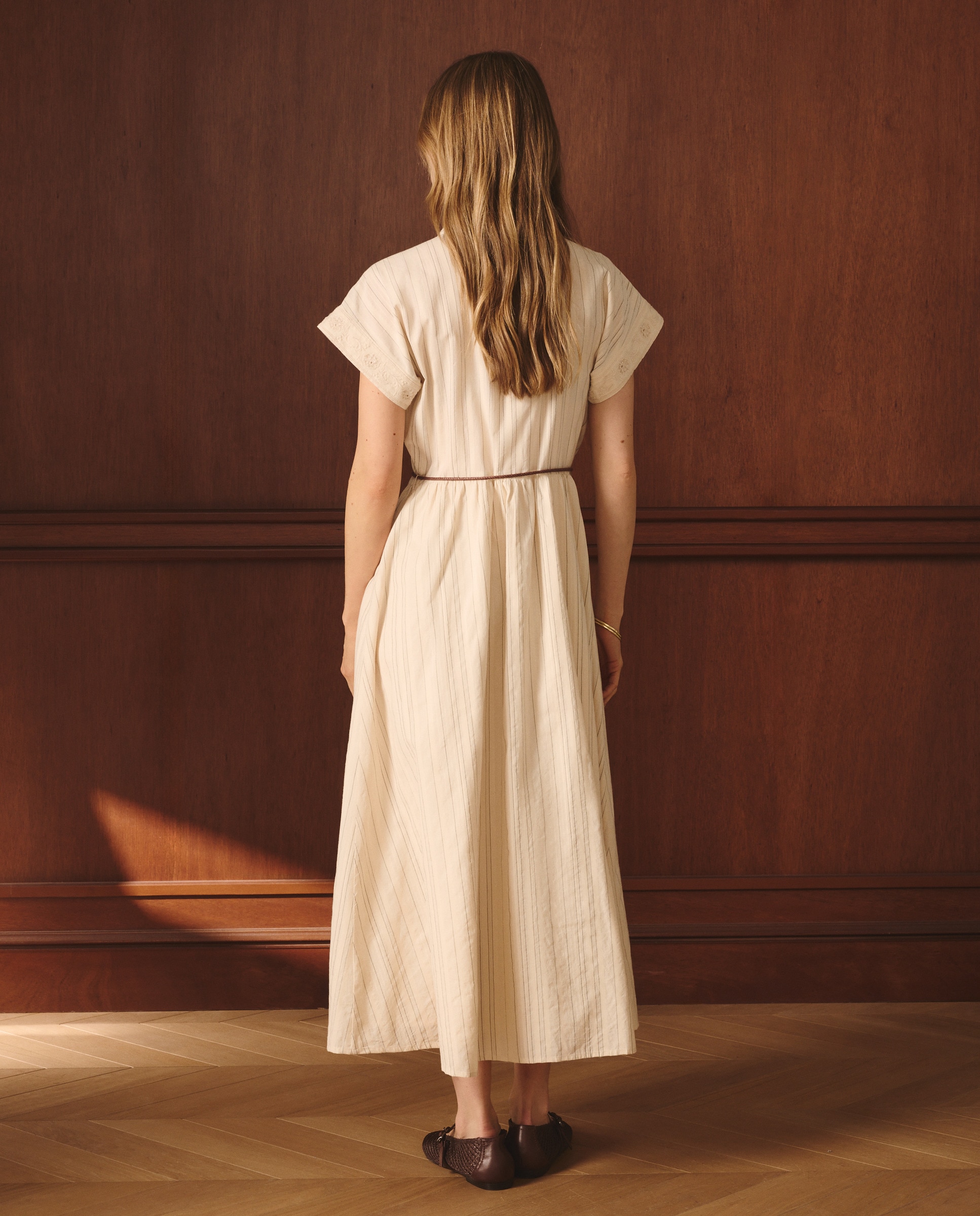 Vestido de Estilo Romântico com Manga Curta Branco-3