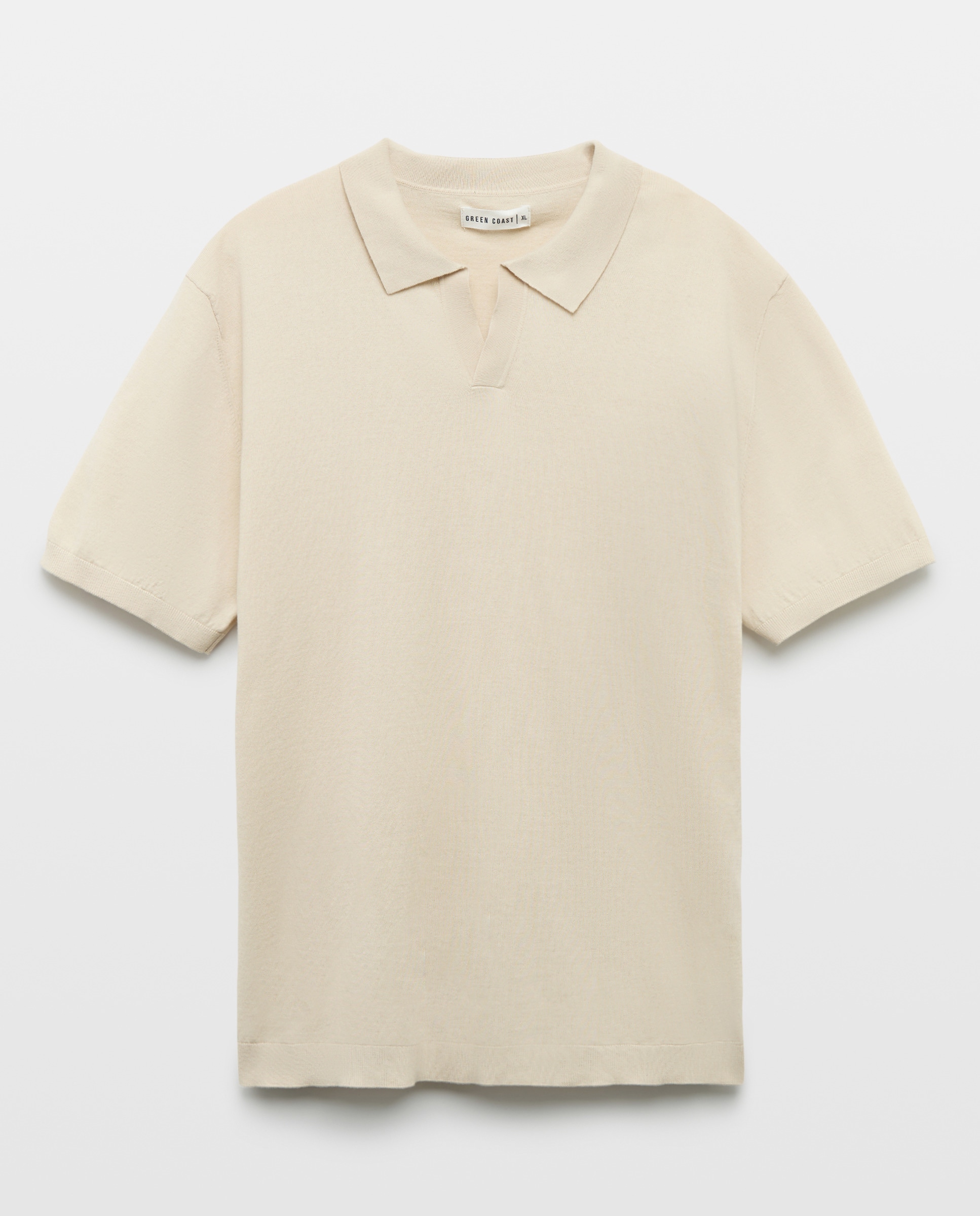 Polo de Tricot Fino com Manga Curta 120 Cru-4