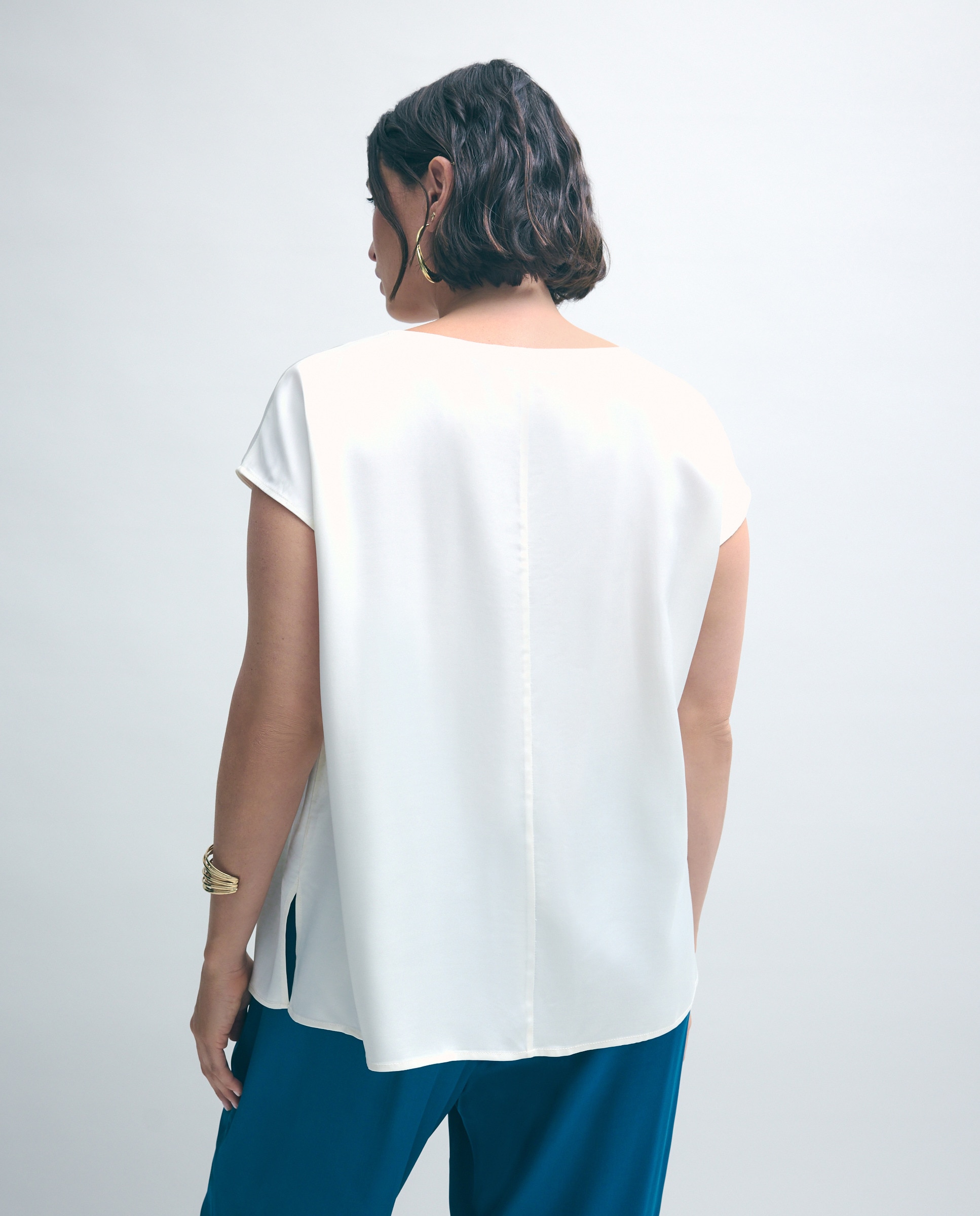 Top Acetinado de Manga Curta 120 Cru-3