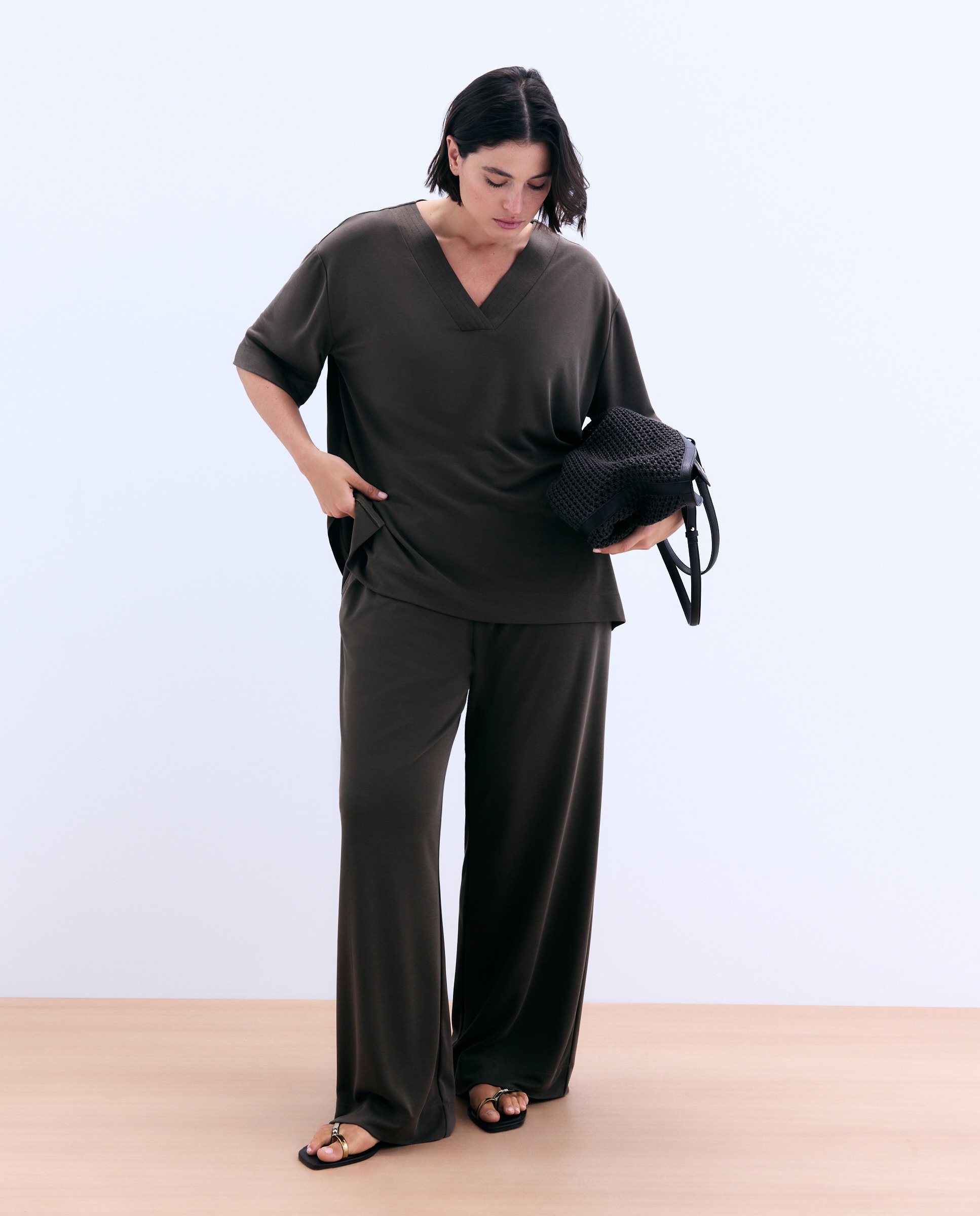 Imagem 0 de Calças de malha fluidas de mulher