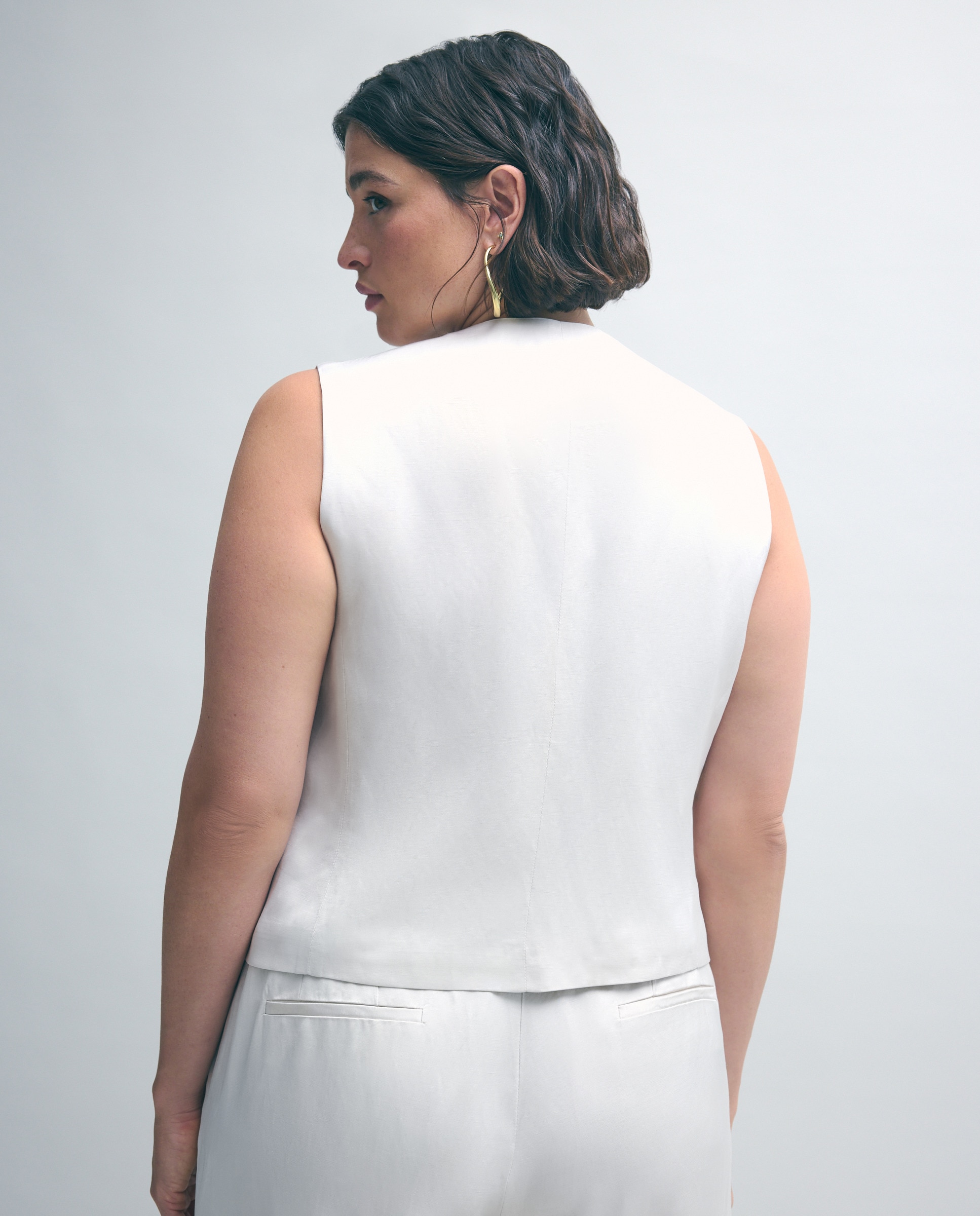 Blusa com Colete Acetinado 130 Marfim-3