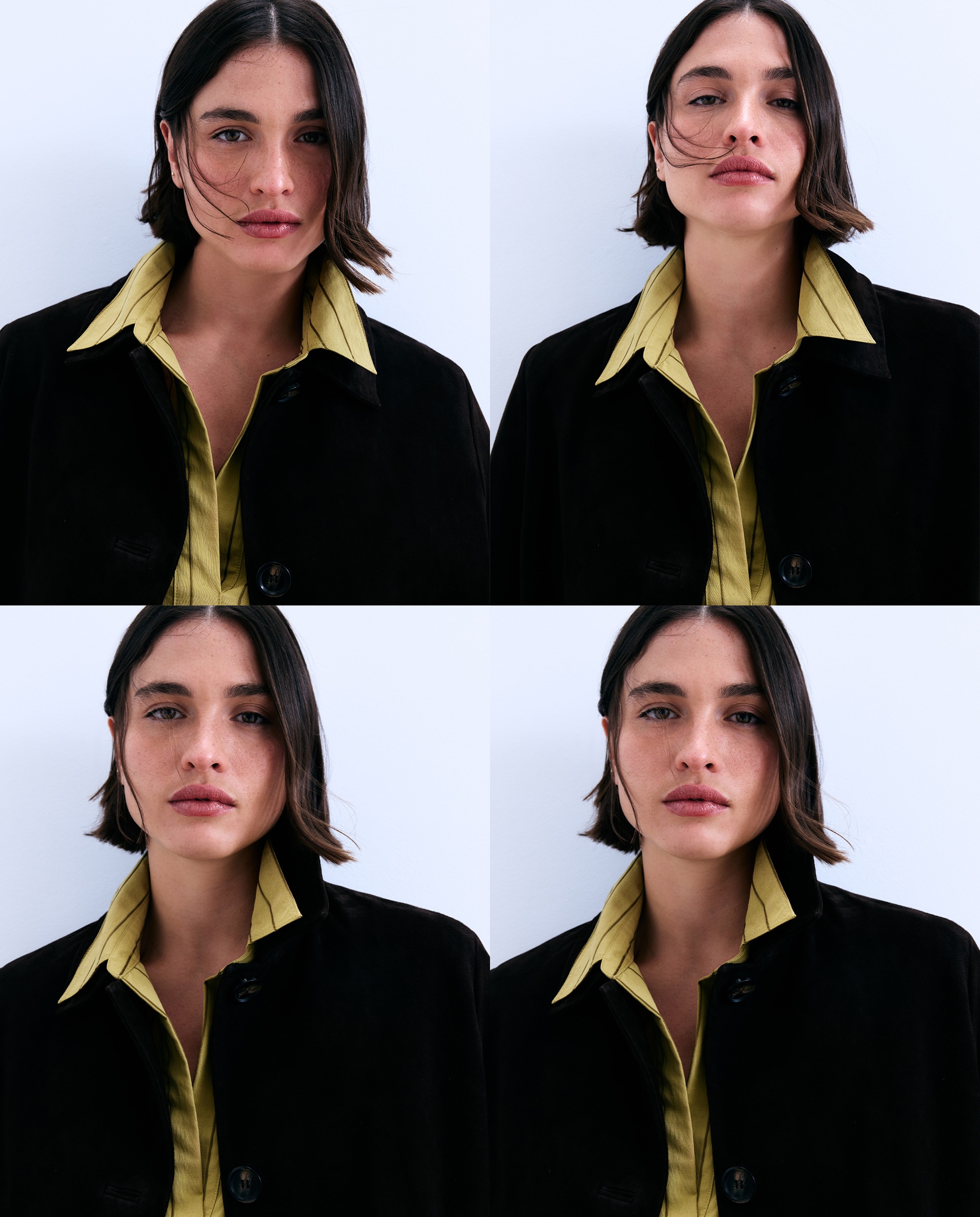 Casaco em Pele Tipo Camurça Castanho-4