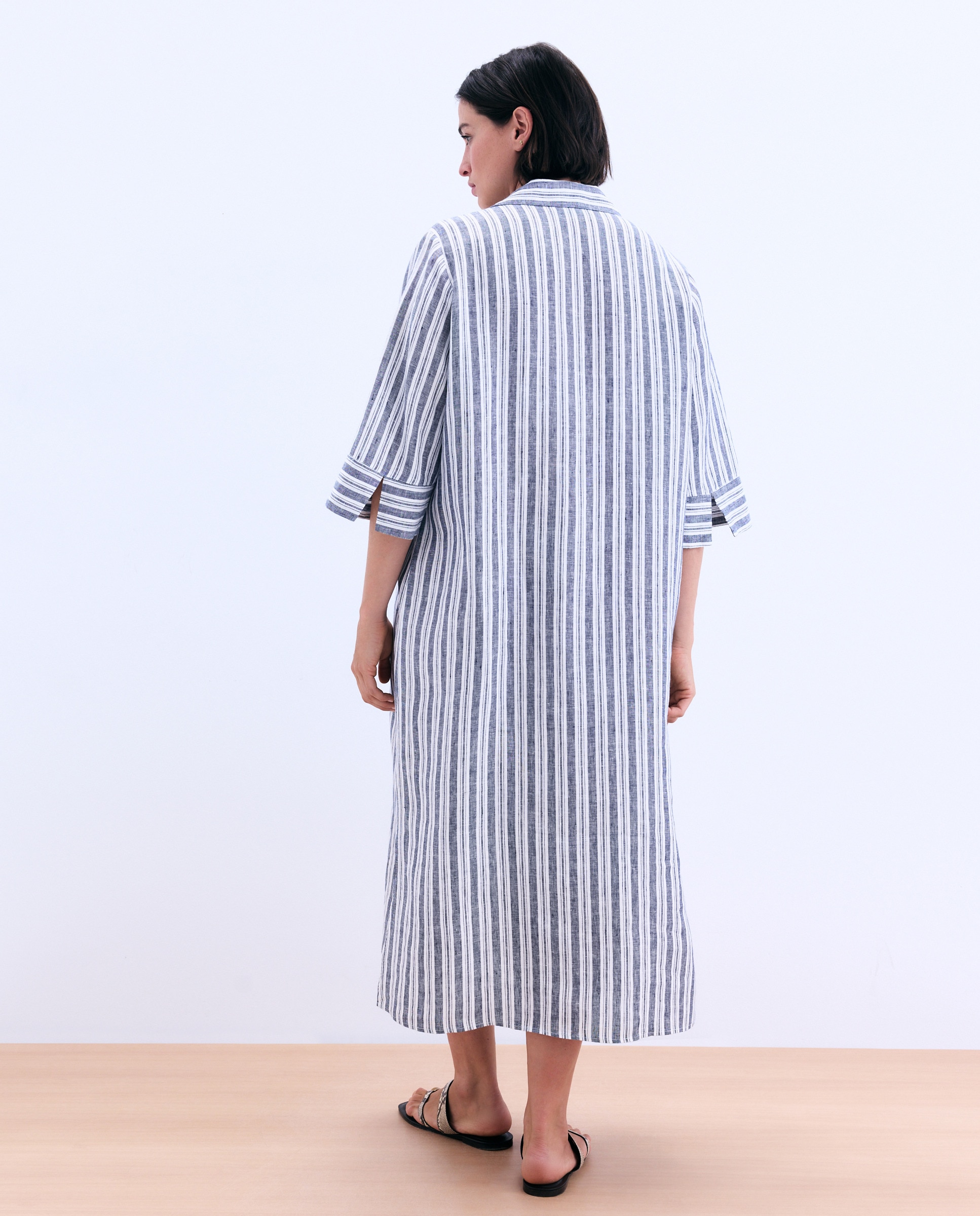 Vestido Midi Liso Azul-3