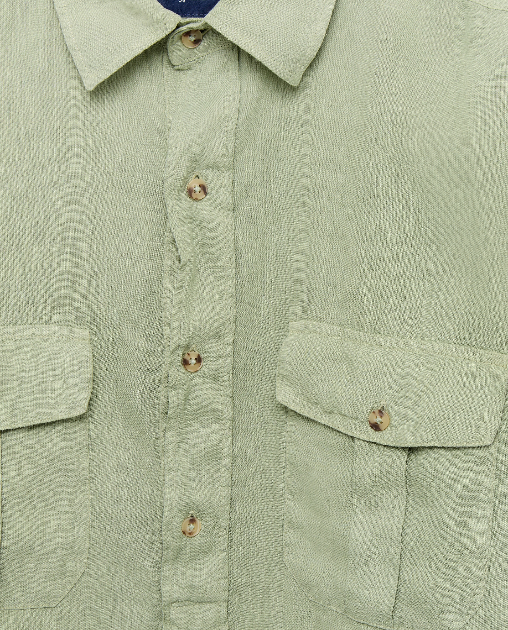 Camisa Classic Fit de Linho Verde-claro-5