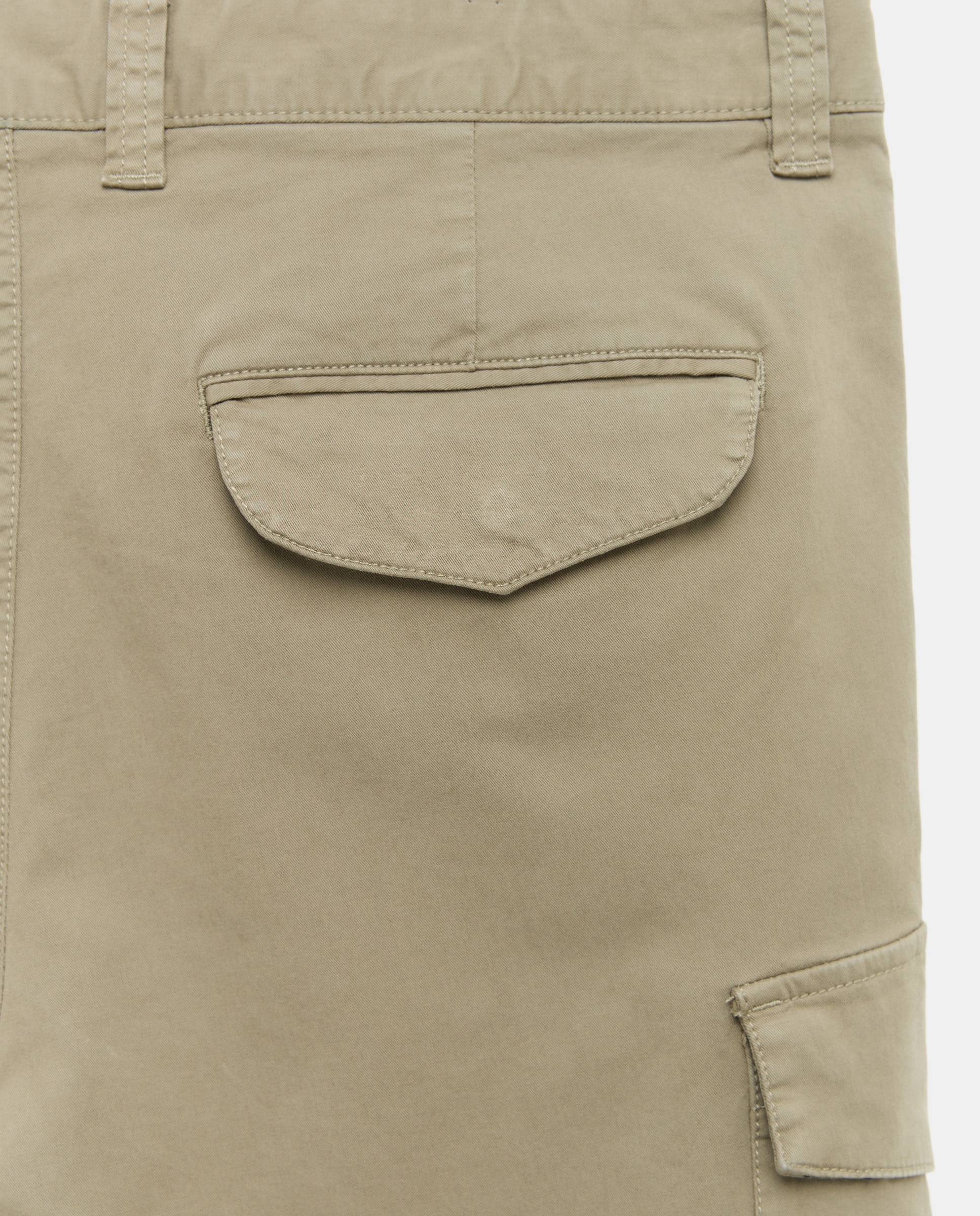 Bermudas Cargo de Algodão Elástico com Lavagem Verde-escuro-5
