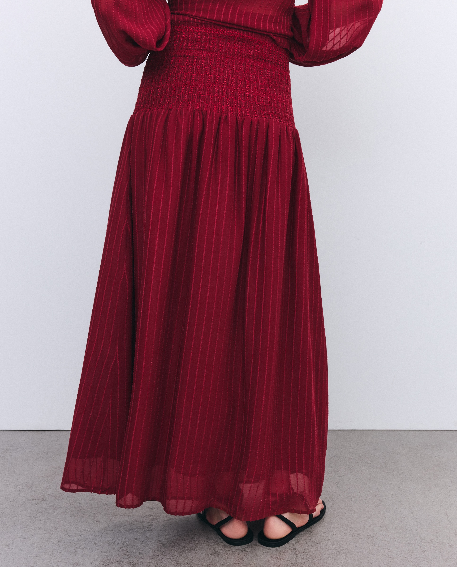 Saia com Elásticos na Parte Superior Ameixa-3