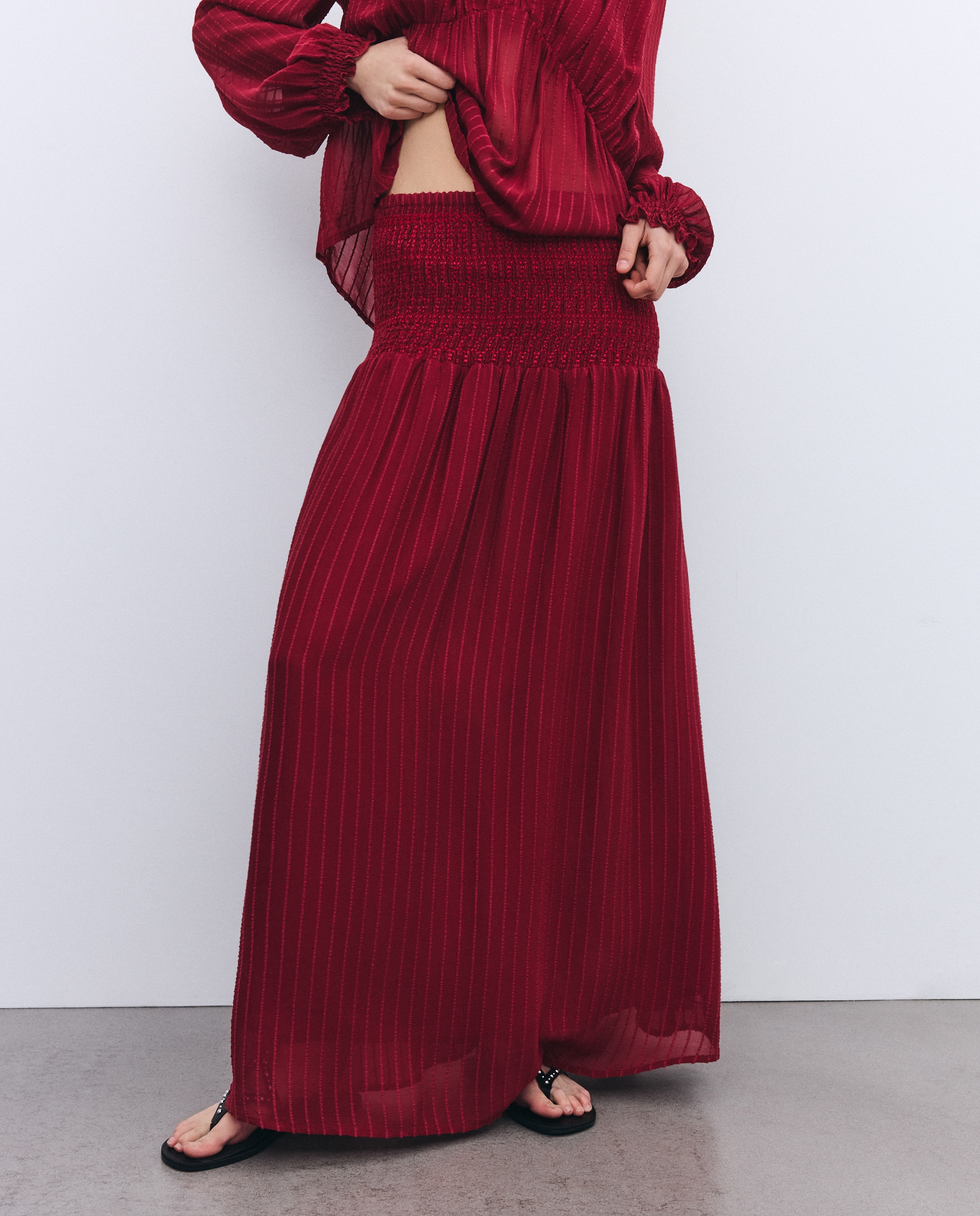 Saia com Elásticos na Parte Superior Ameixa-2