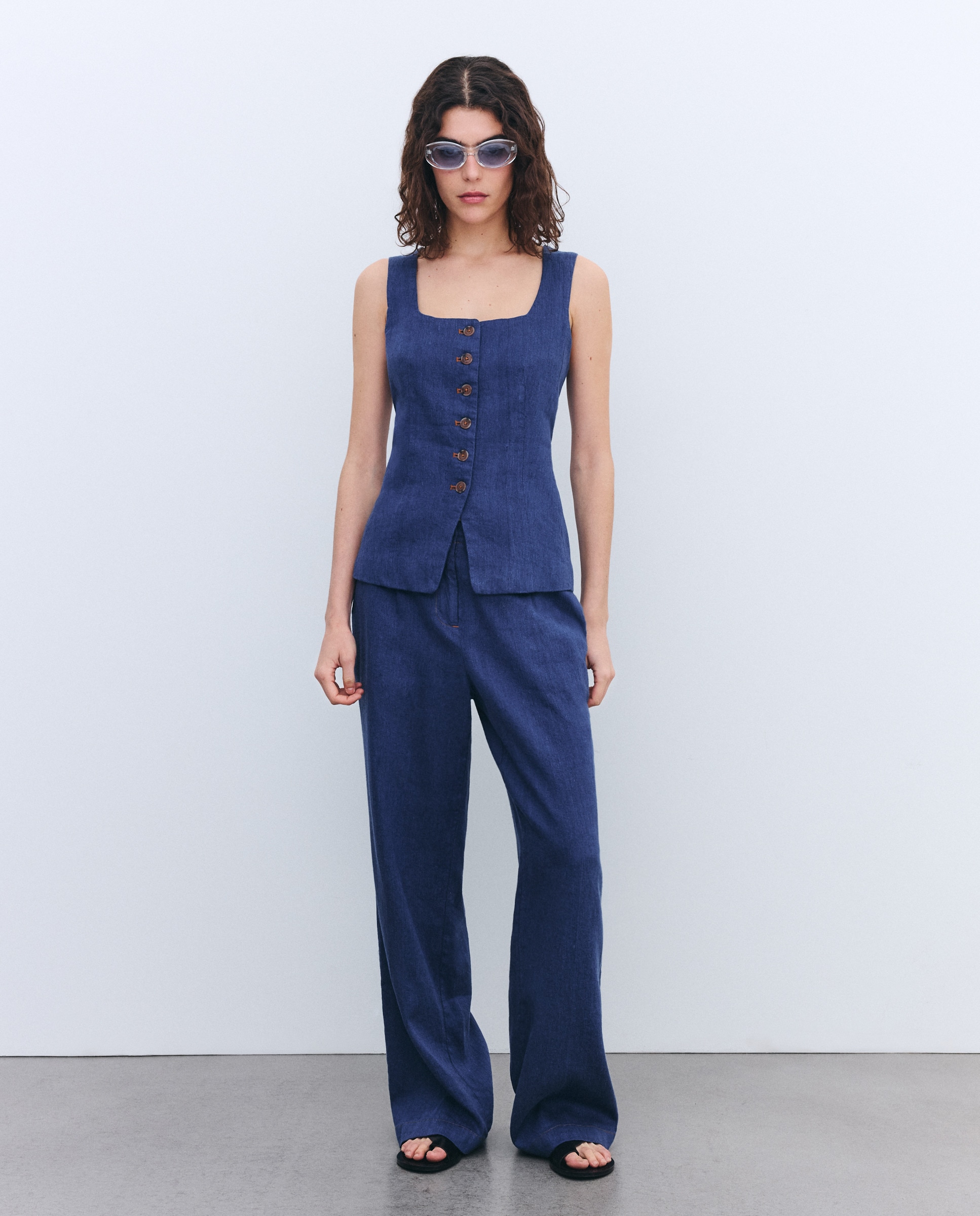 Colete com Alças e Pinças 471 Índigo-2