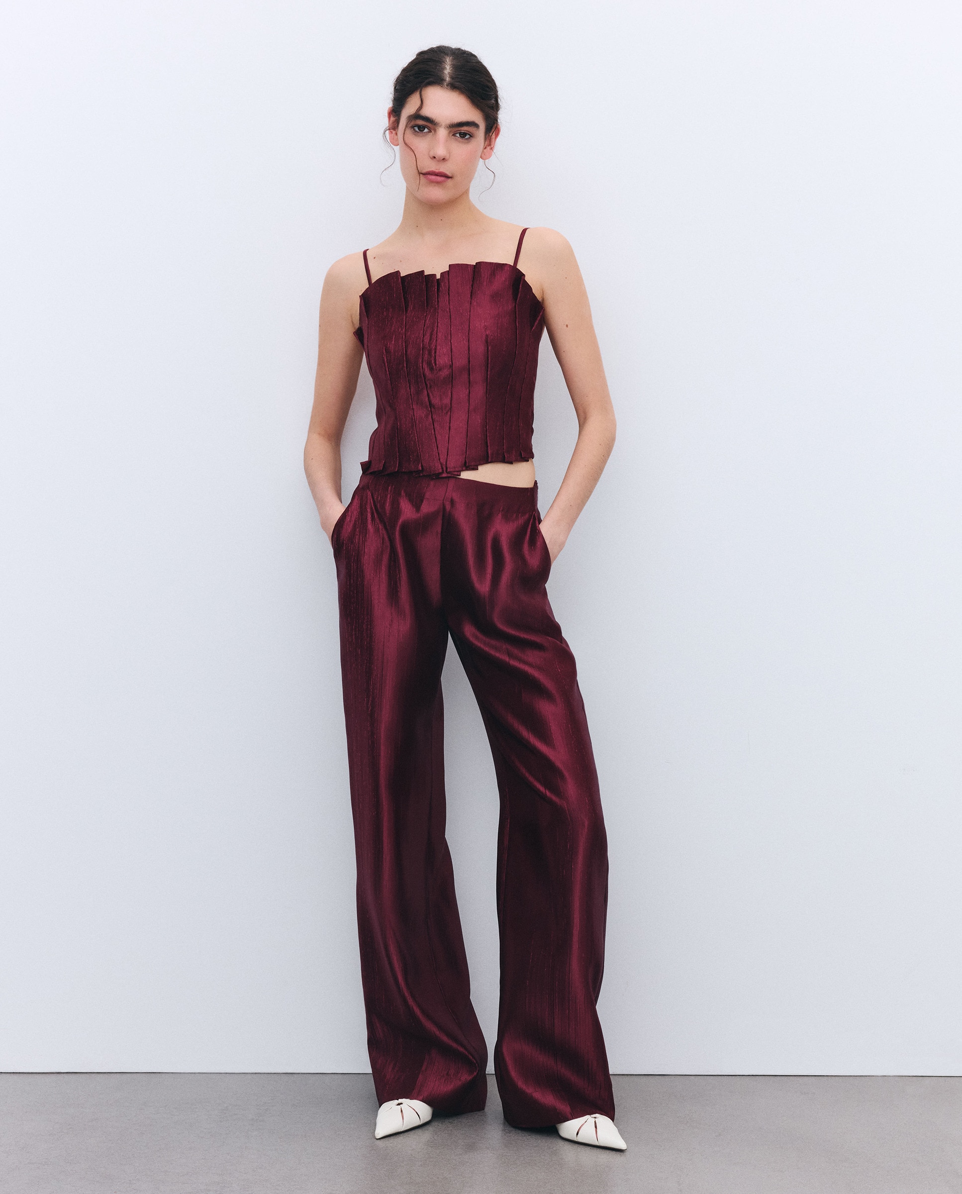 Top Liso de Alças Bordeaux-3