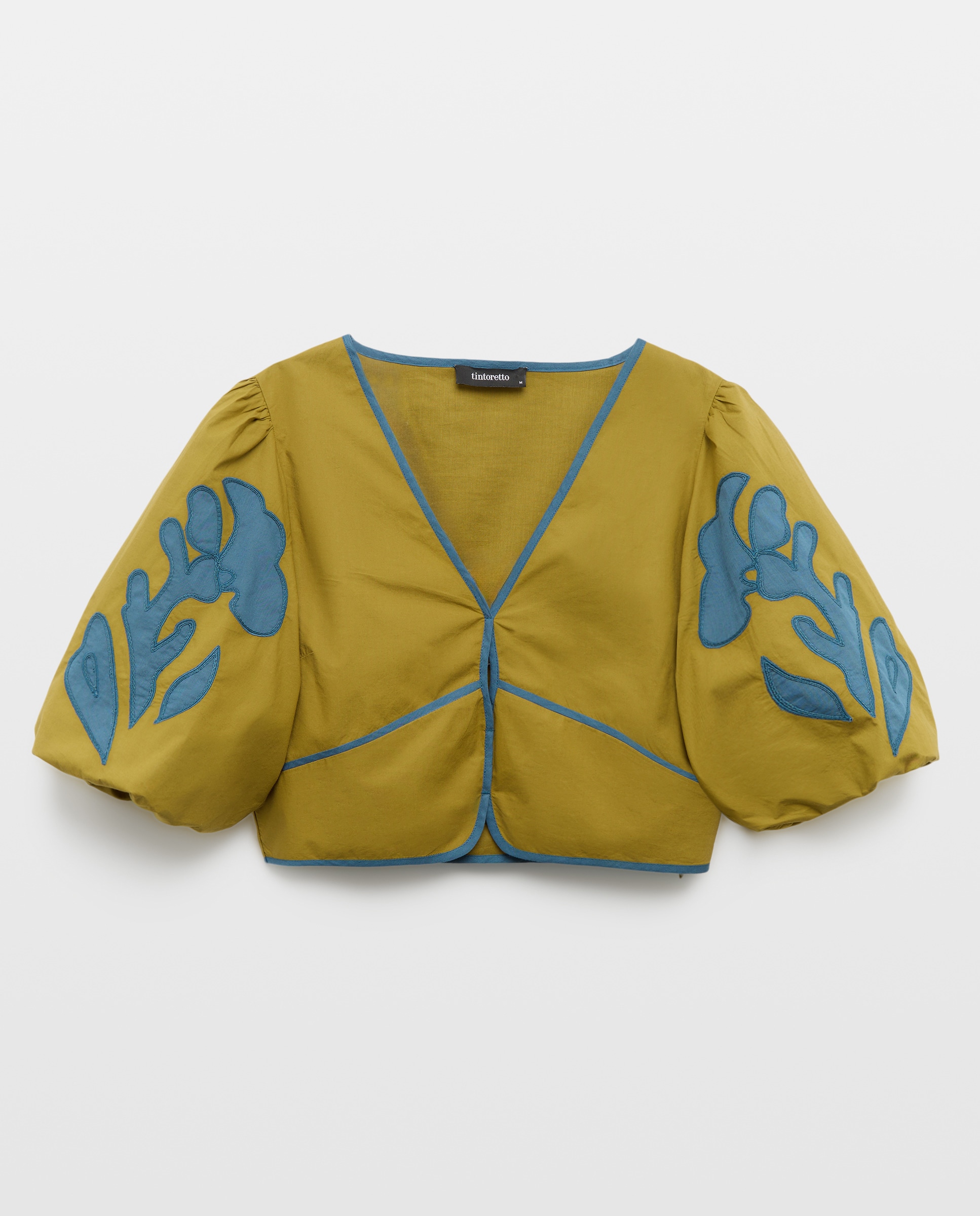 Blusa de Manga Curta com Bordados nas Mangas Pistácio-5