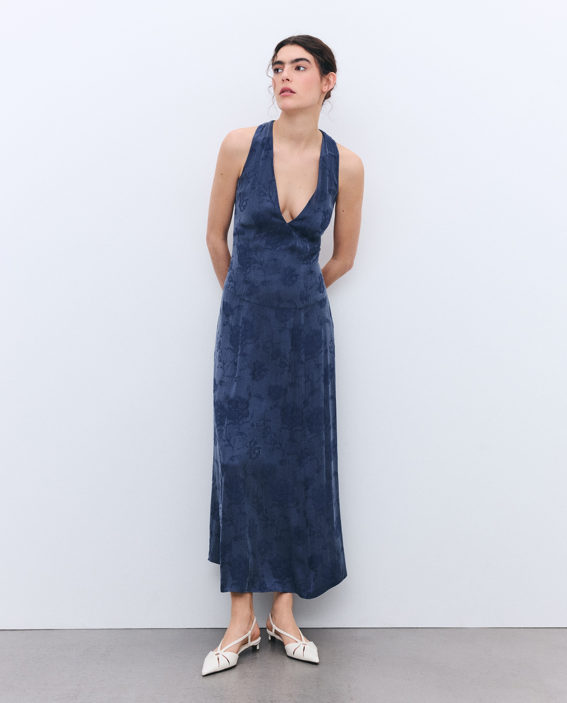 Vestido Comprido Jacquard 471 Índigo-4