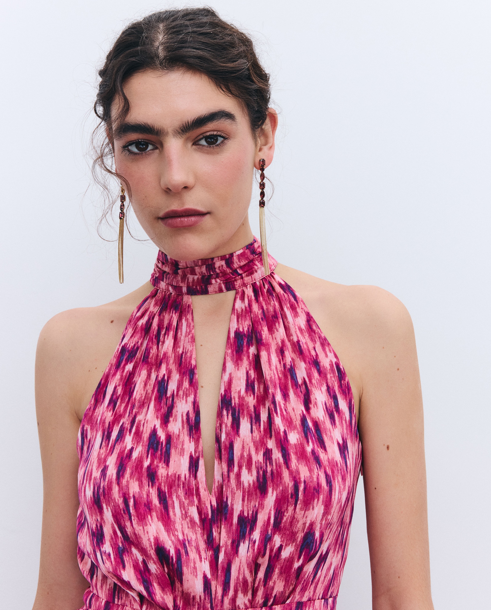 Imagem 0 de Vestido de Gola Halter com Jacquard