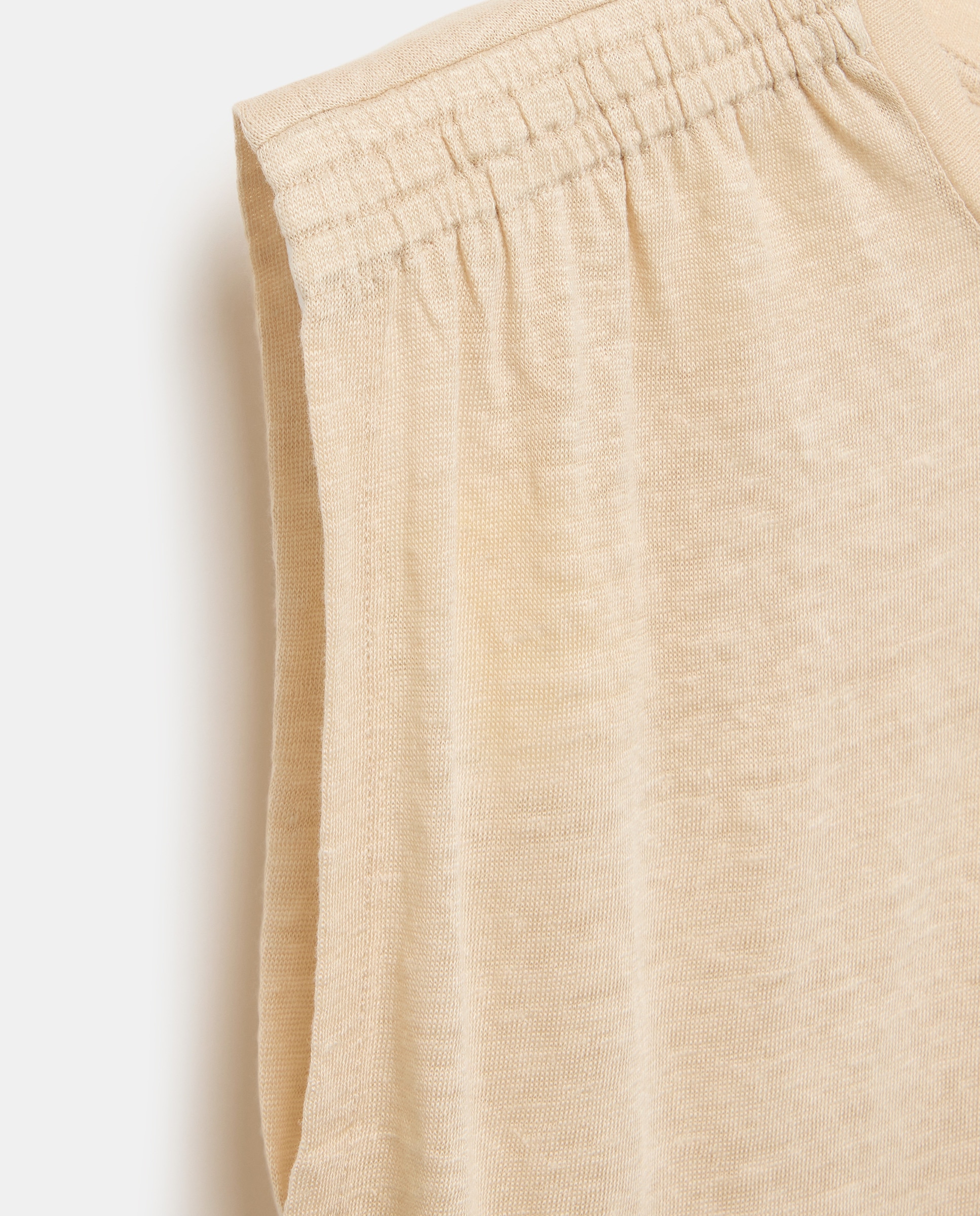 T-shirt de Linho com Detalhes no Ombro 120 Cru-5